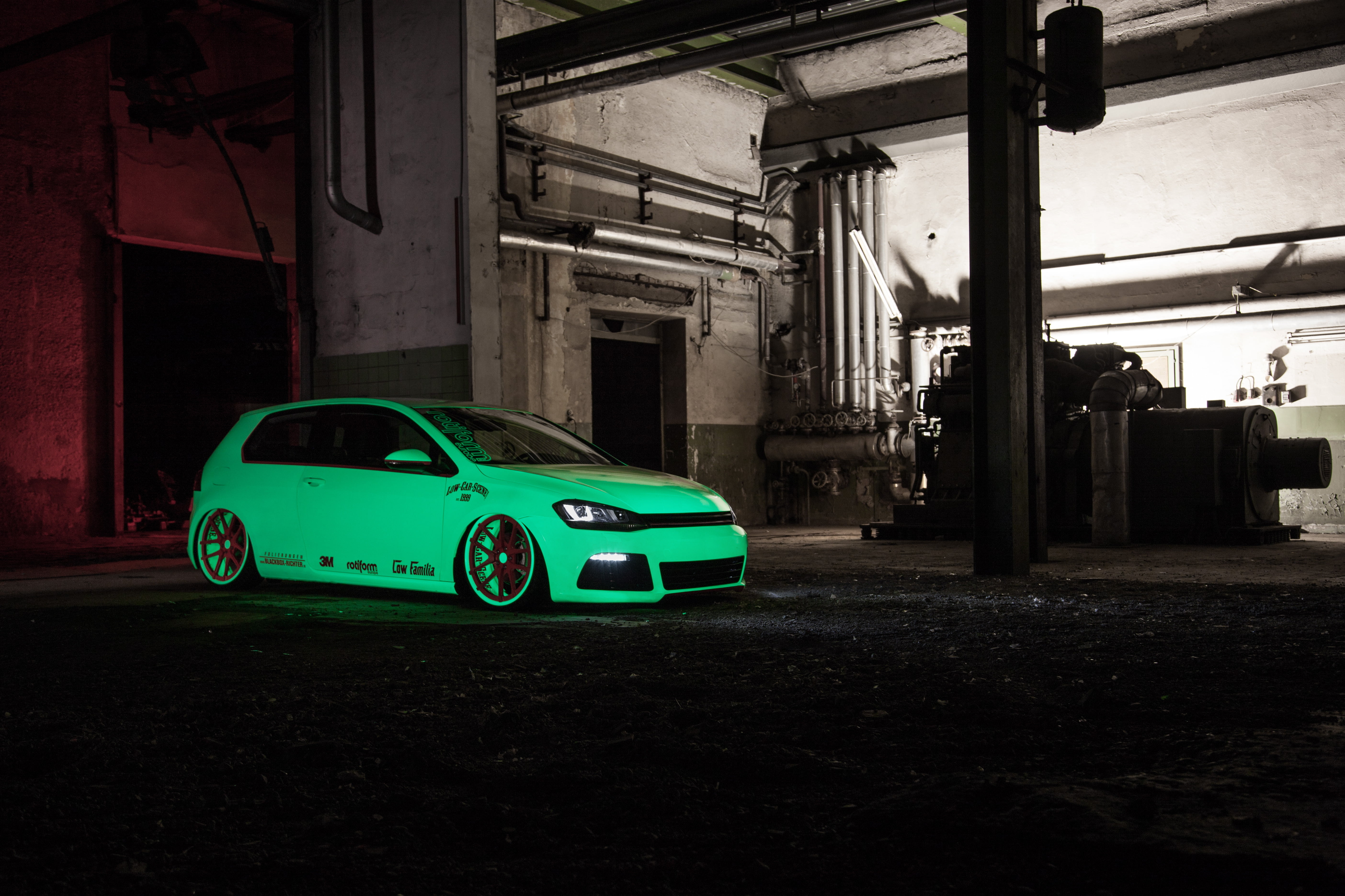 green, Volkswagen, VII, car, no people, city, abandoned, Golf, 5K, building exterior, tuning, architecture, hatchback, land vehicle, green color, mode of transportation, HD Wallpaper