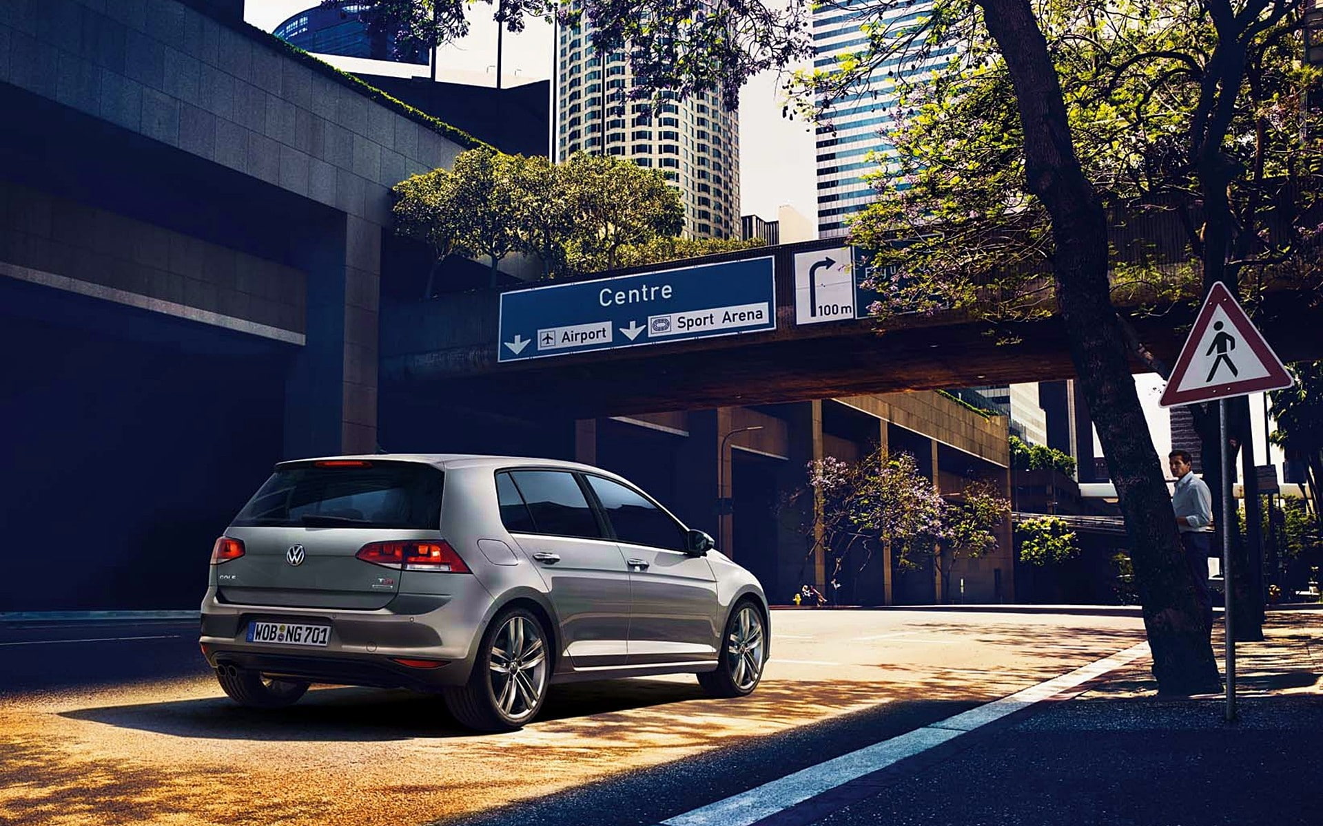motor vehicle, Golf VII, day, mode of transportation, sign, communication, text, volkswagen, no people, land vehicle, plant, outdoors, car, western script, HD Wallpaper