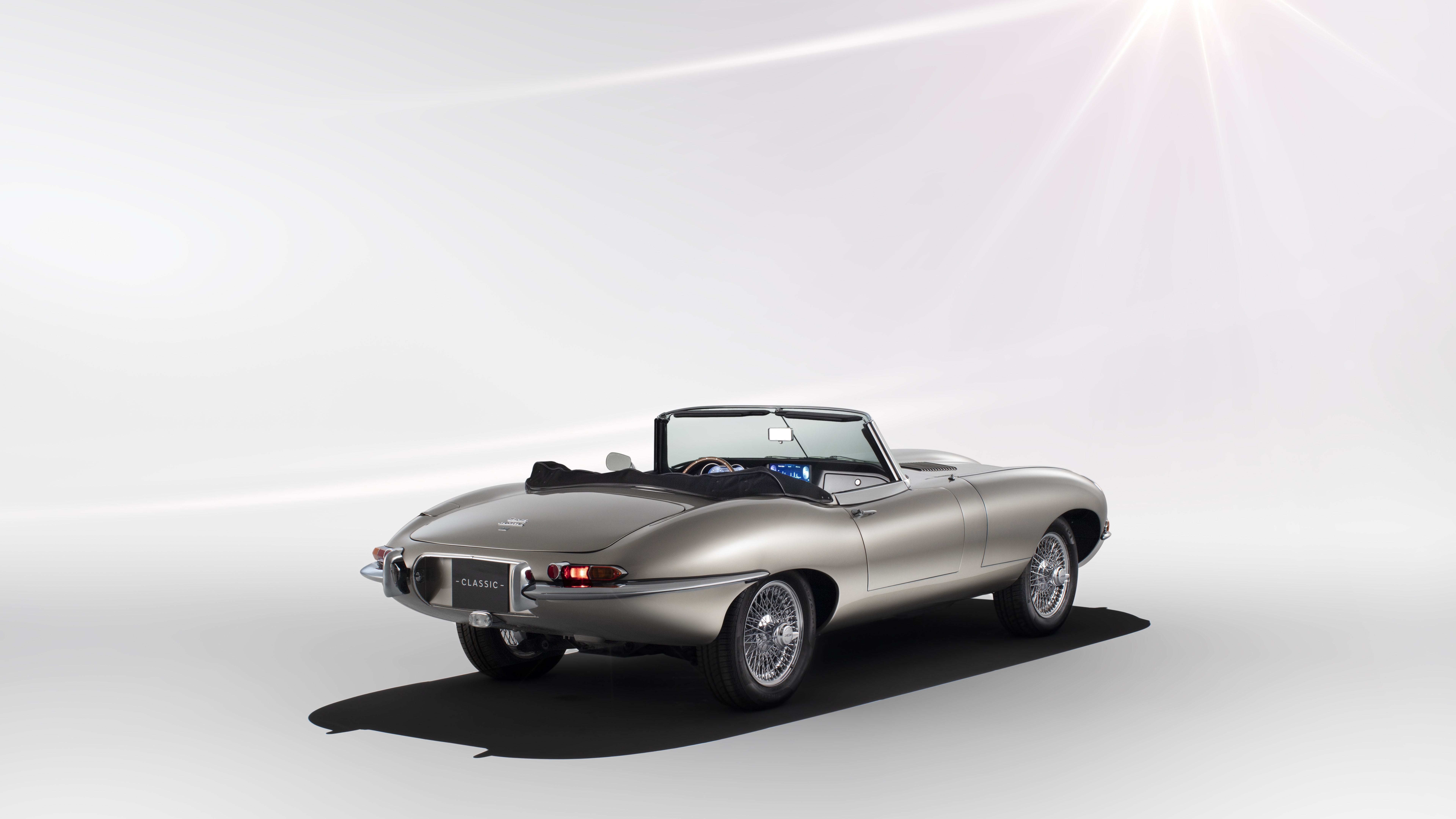 electric car, classic car, 8k uhd, jaguar, supercar, luxury car, jaguar e-type, jaguar e-type zero, 8K, HD Wallpaper