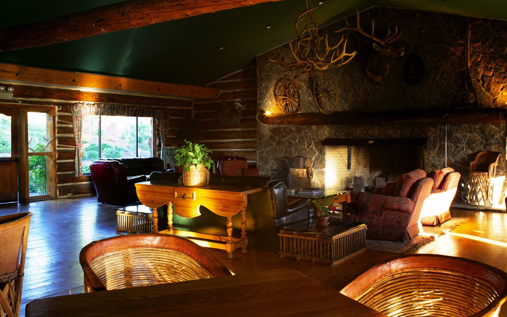 1080P, cabin, interior design, house, HD Wallpaper