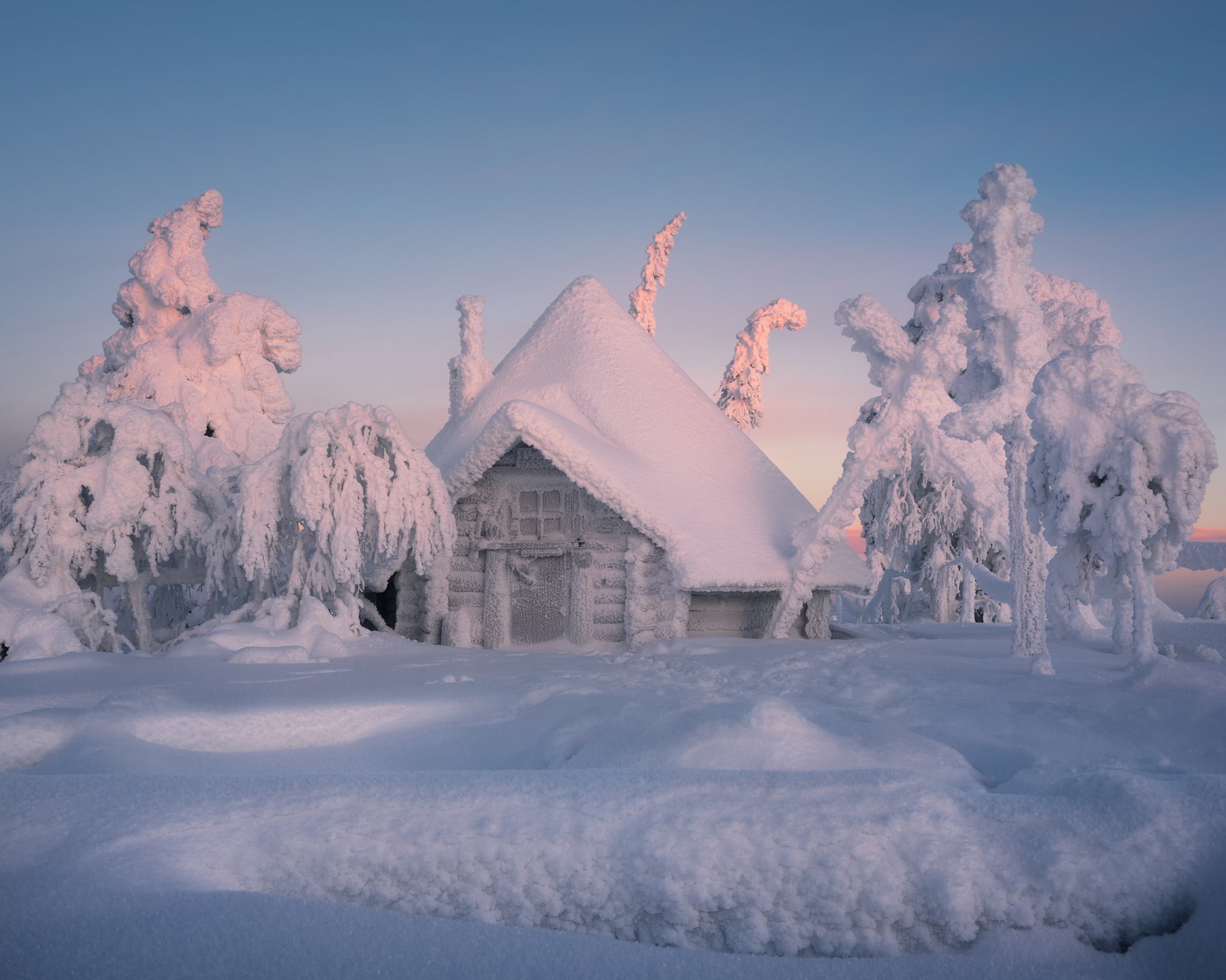 Finland, house, the snow, snow, winter, 1080P, Lapland, trees, winters tale, hut, HD Wallpaper