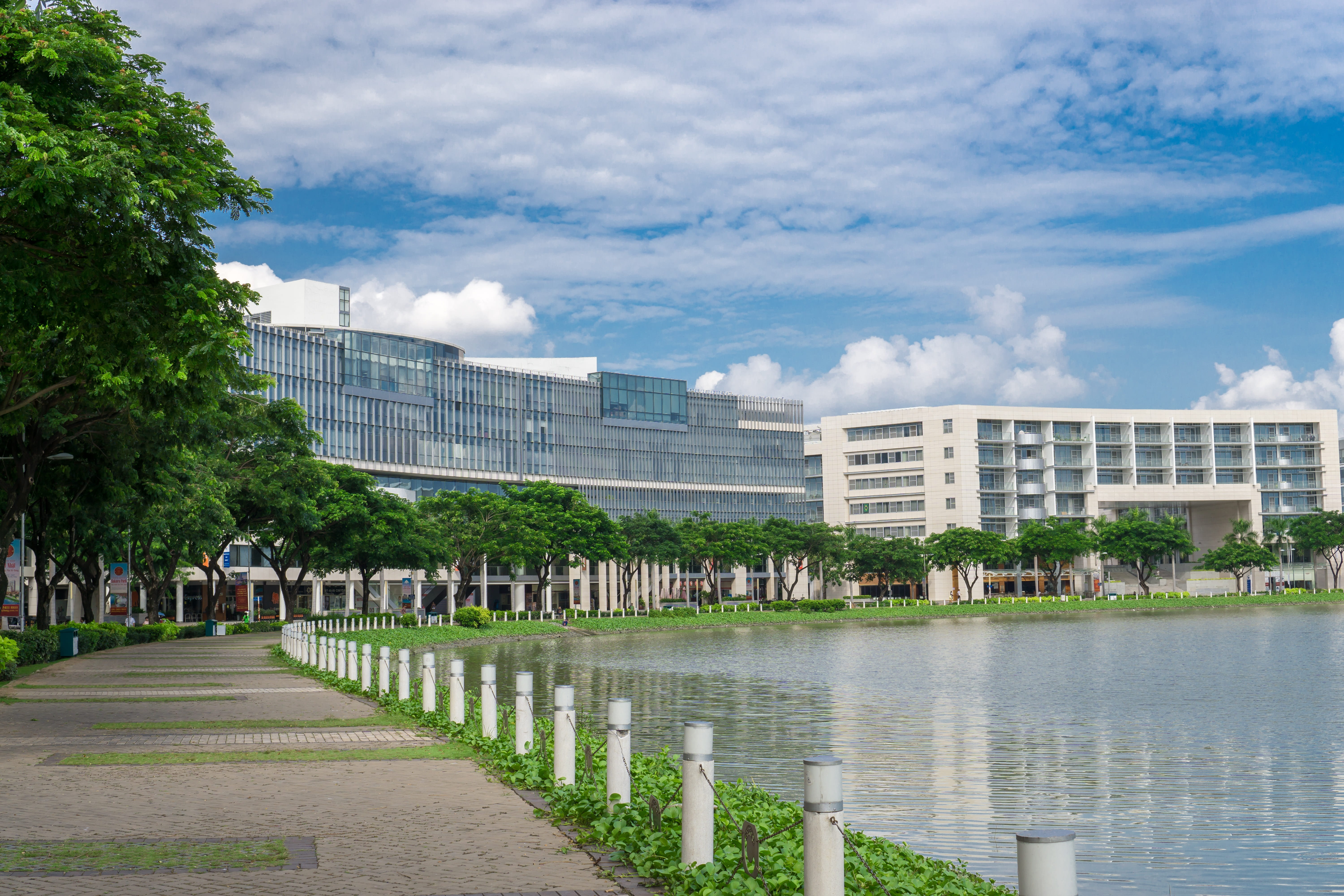 canal, landscape, vietnam, saigon, in a row, outdoors, office building exterior, city, building, plant, waterfront, cloud - sky, lake, architecture, day, HD Wallpaper
