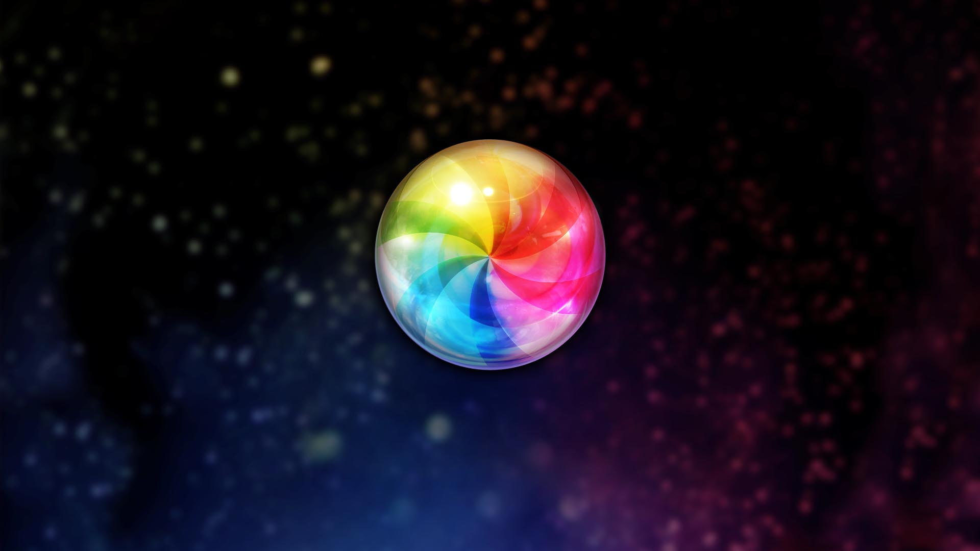 apple, rainbow, reflection, os x, 1080P, blue, beachball, mac, hd, red, HD Wallpaper