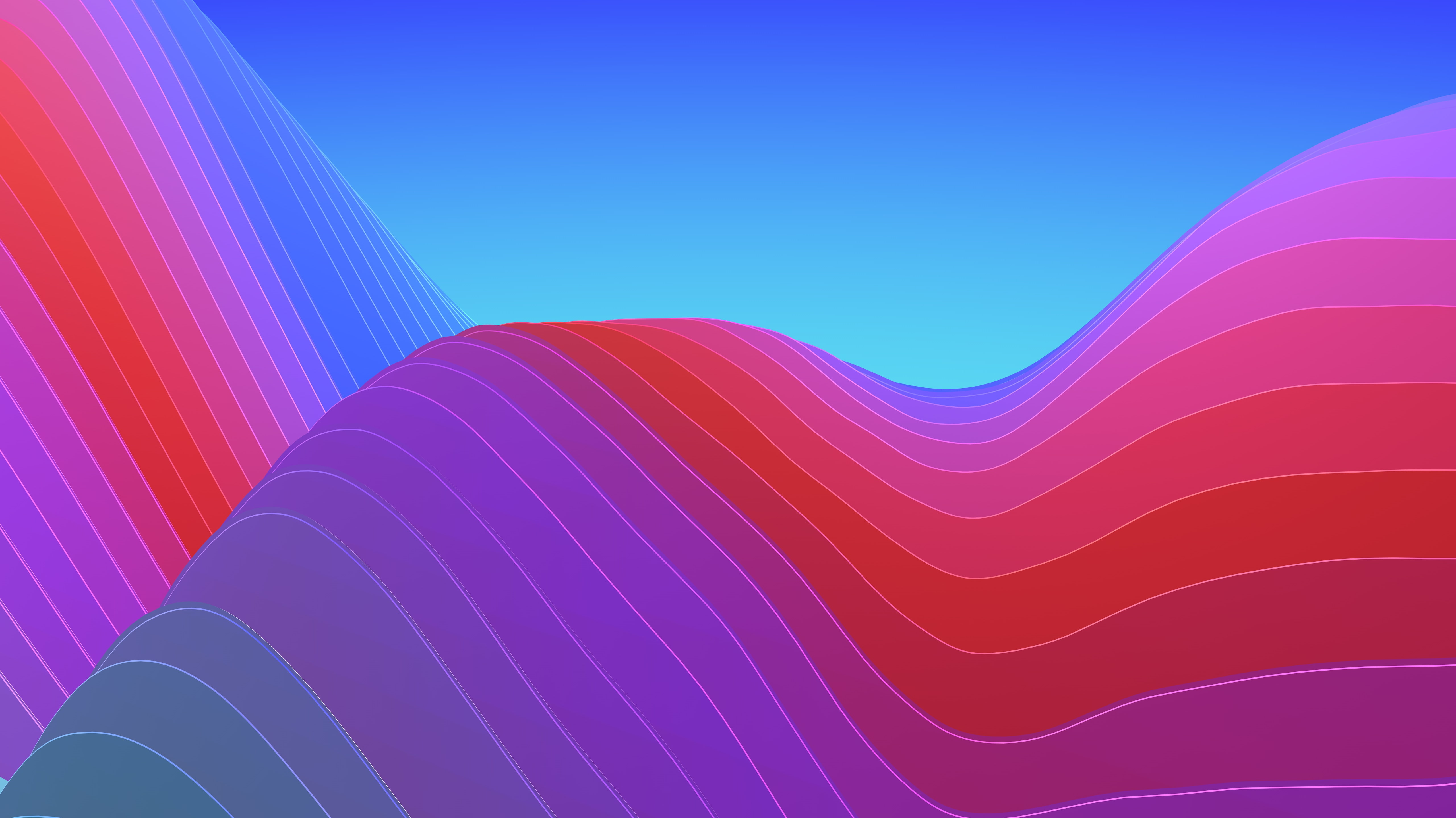 blue, red, osx, illustration, 5K, Apple, background, lightwave, HD Wallpaper