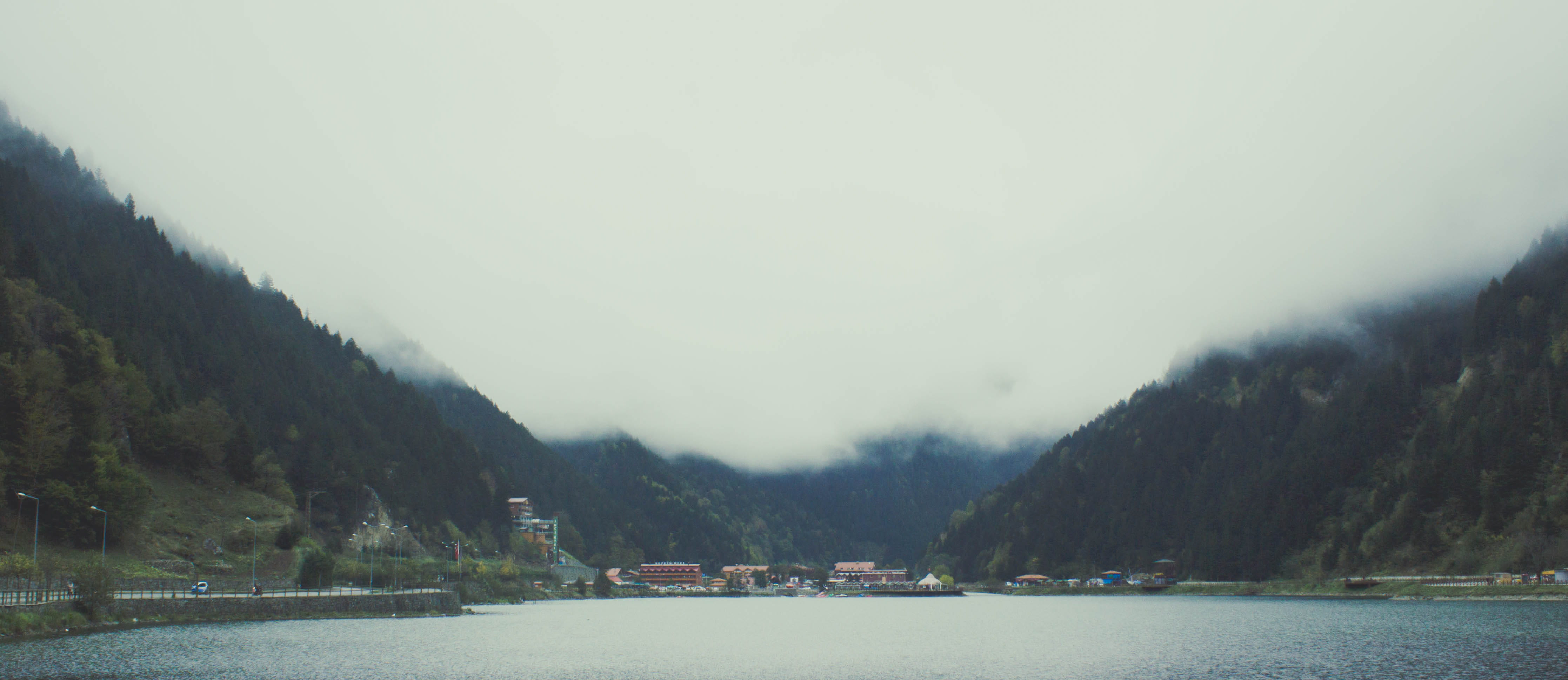 scenics - nature, no people, tree, foggy, tranquil scene, fog, lake, 4K, tranquility, nature, beauty in nature, cloud, sky, outdoors, mountain, water, HD Wallpaper