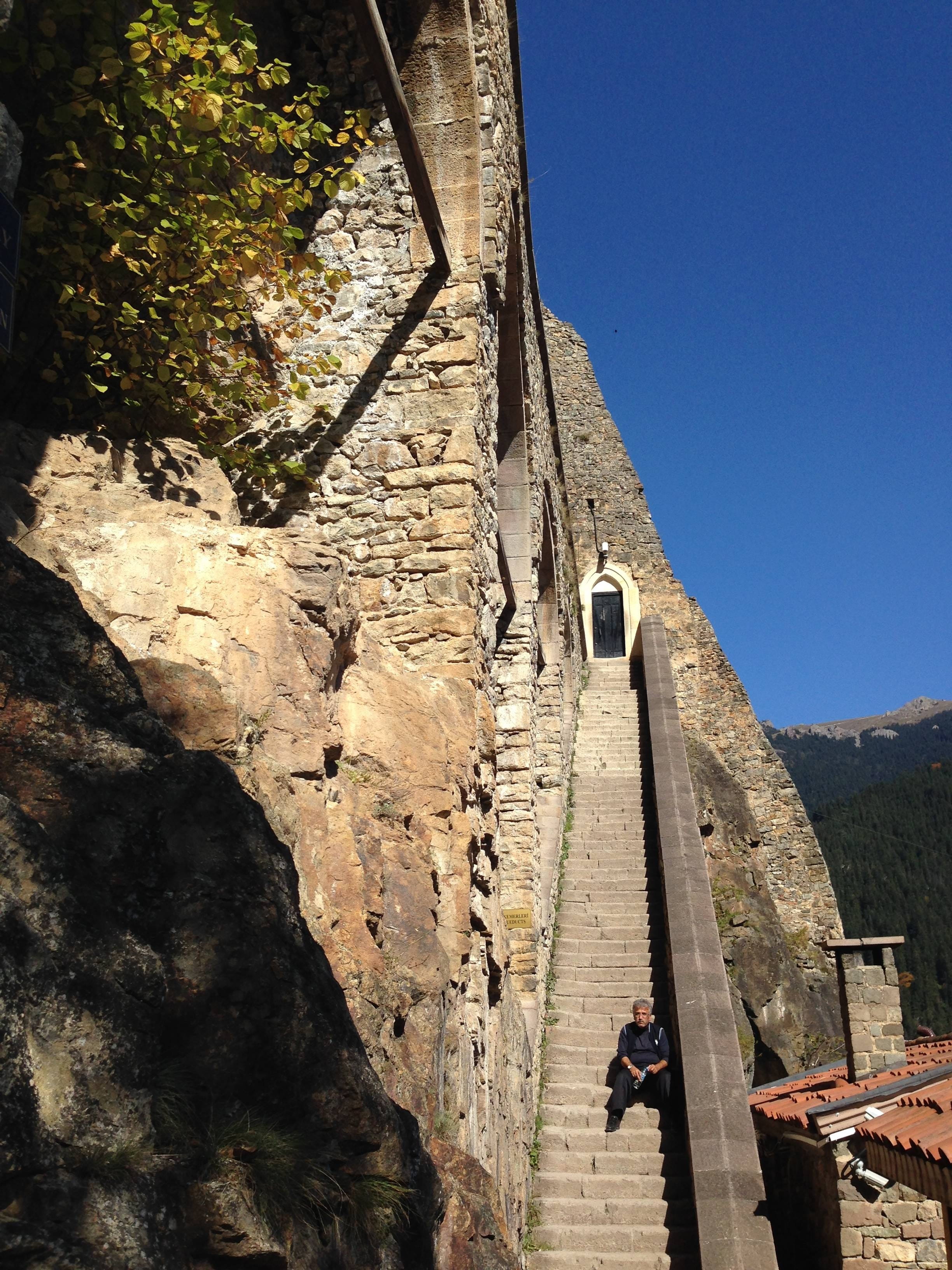 one man only, architecture, leisure activity, day, people, sumela, famous Place, Sumela Monastery, built structure, sunlight, tree, real people, men, Trabzon, Phone HD Wallpaper