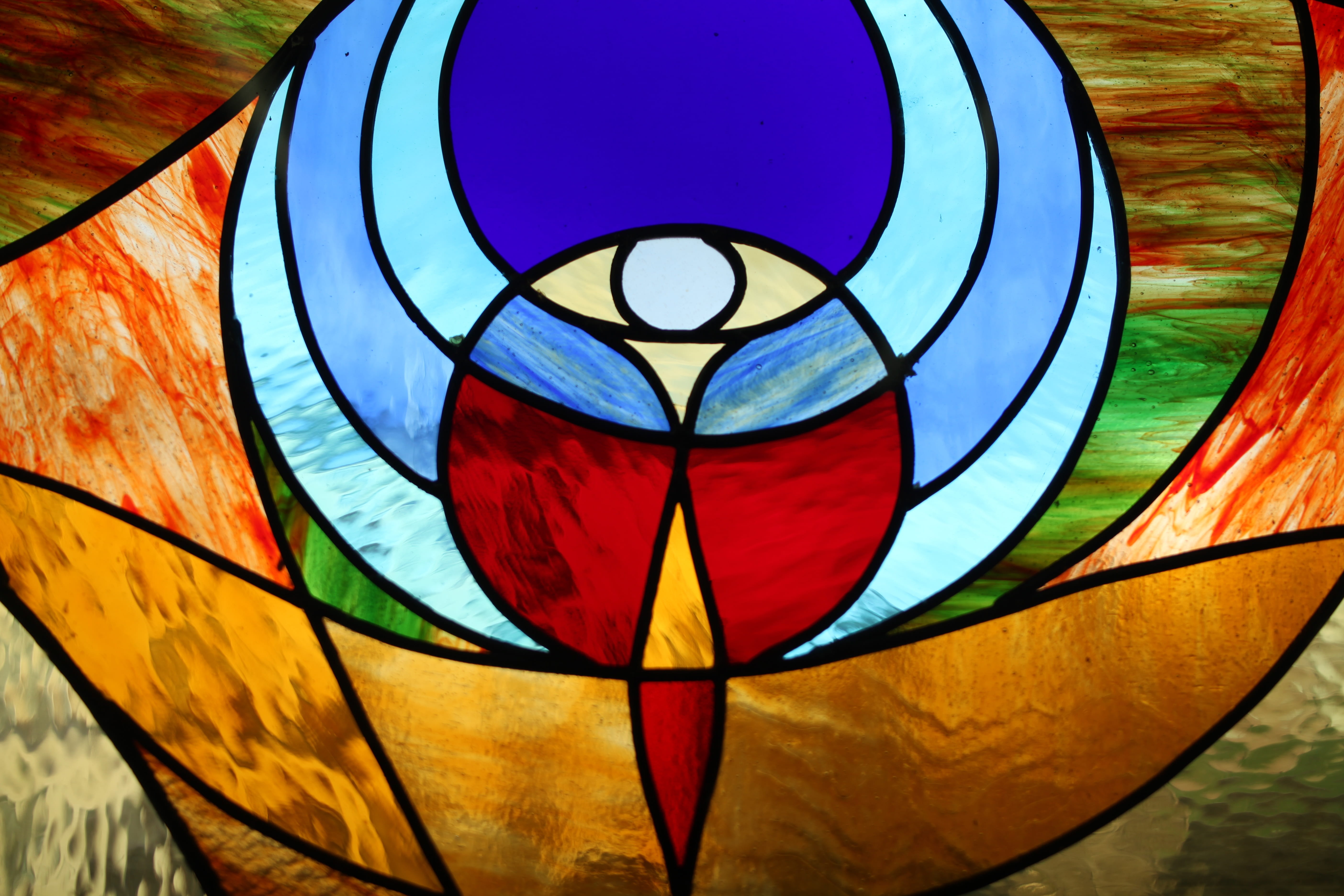 glass - material, abstract, artwork, green, window, god, line, shape, glass window, yellow, light, stain, faith, christian, circle, day, built structure, HD Wallpaper