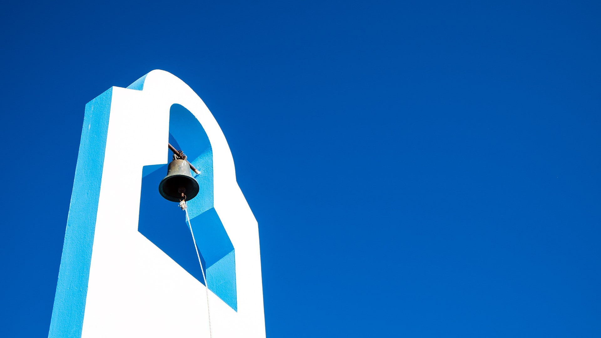 low angle view, single object, turquoise colored, geometric shape, Greece, day, bell, directly below, design, copy space, shape, sky, architecture, nature, HD Wallpaper