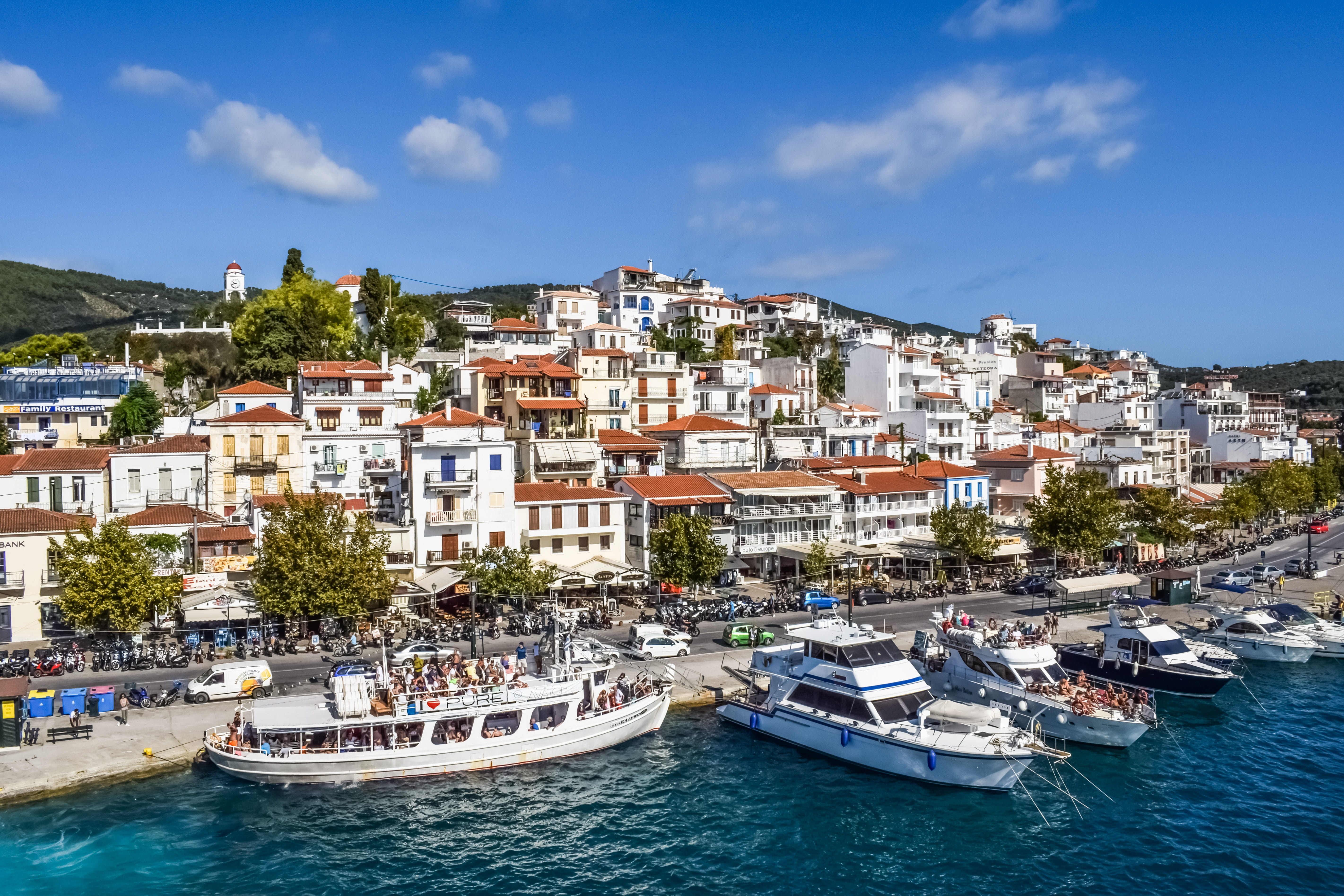 sporades, several, nautical vessel, sky, built structure, sea, docked, no people, shore, sailboat, outdoors, summer, chora, water, recreational boat, transportation, HD Wallpaper