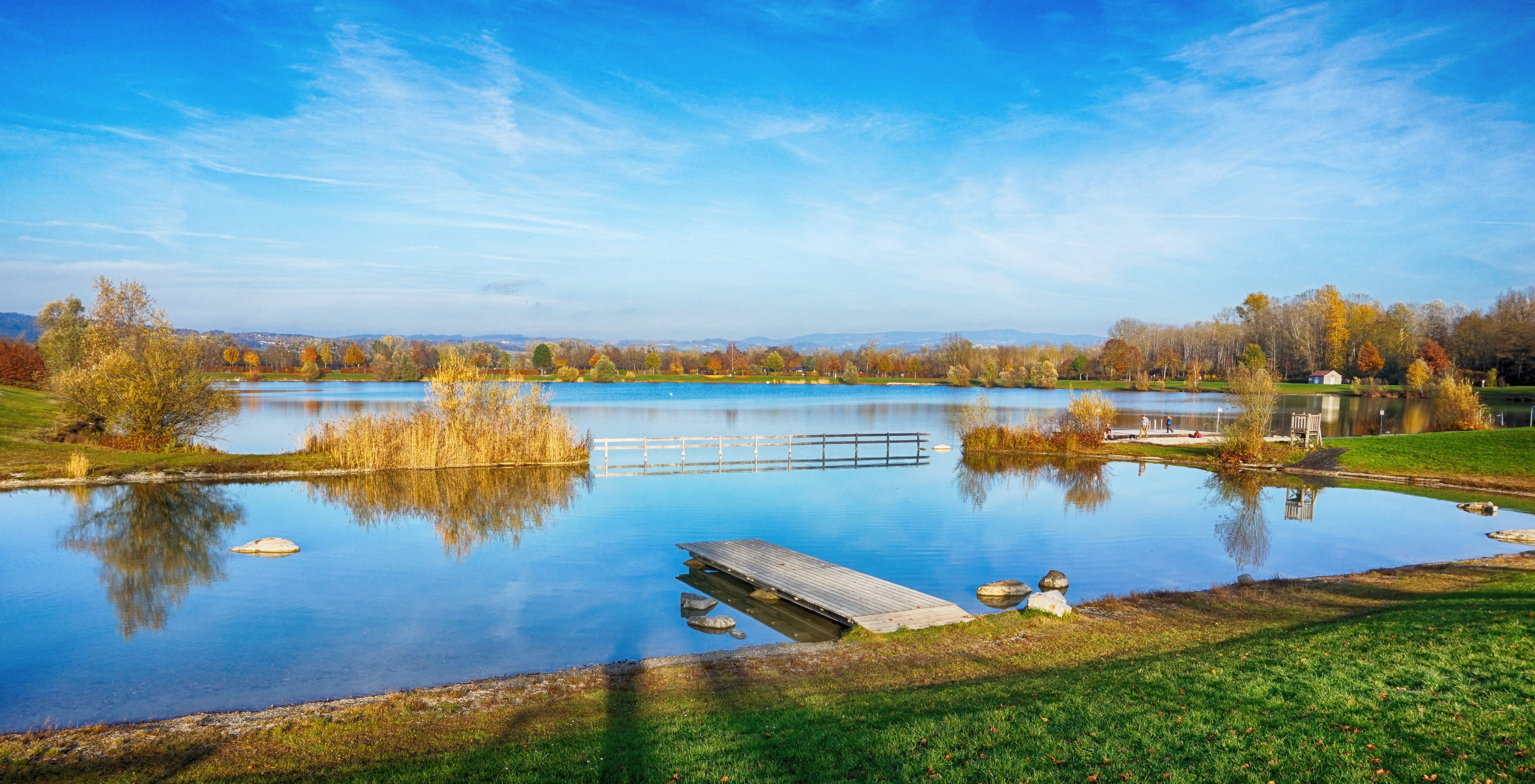 feldkirchen, tree, environment, Sky, grass, landscape, Web, reflection, beauty in nature, sky, bank, mirroring, Lake, blue, tranquility, 5K, outdoors, HD Wallpaper