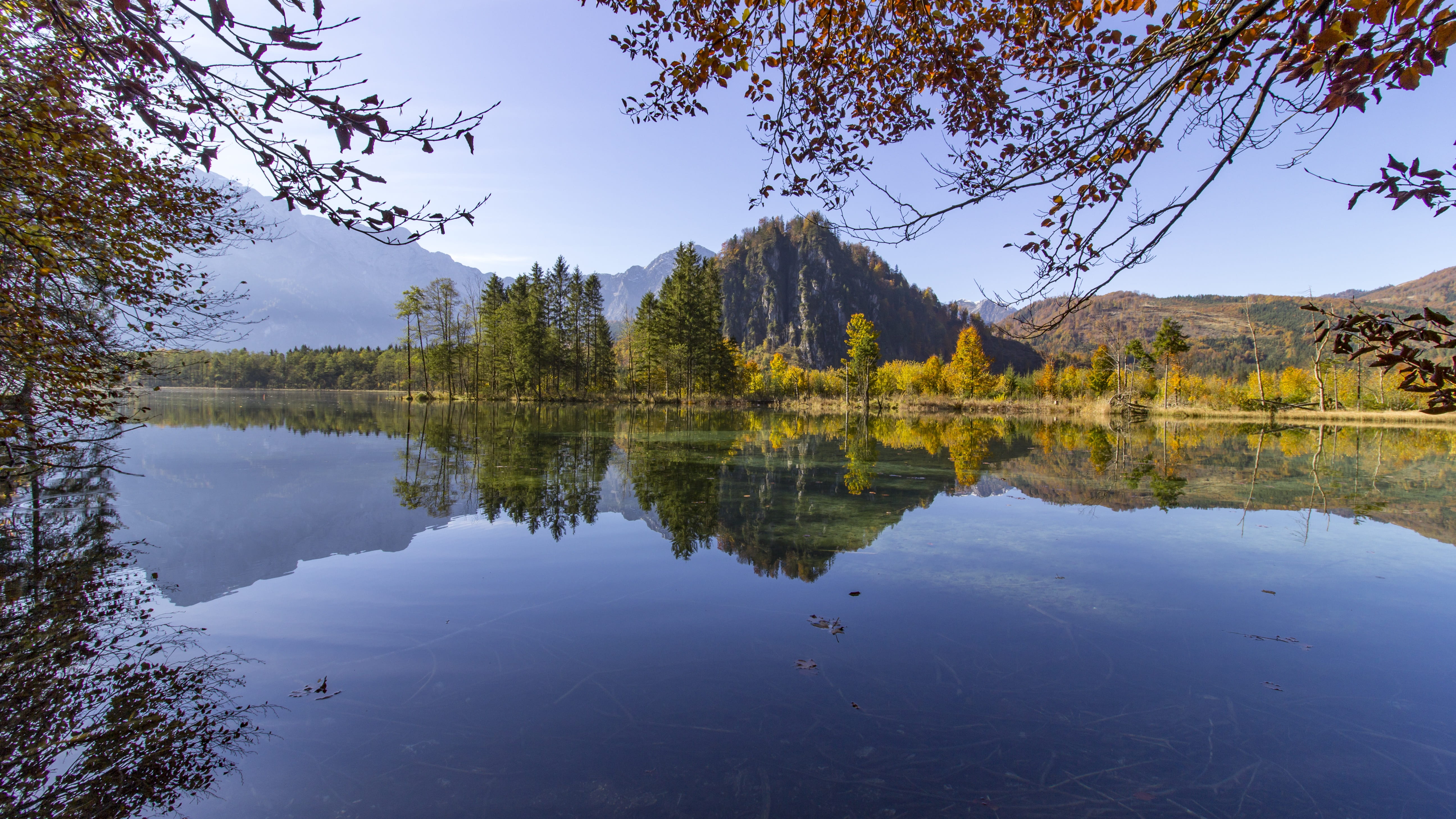 tree, nature, outdoors, austria, water, tranquility, no people, beauty in nature, remote, upper austria, reflection, lake, day, sky, travel destinations, HD Wallpaper