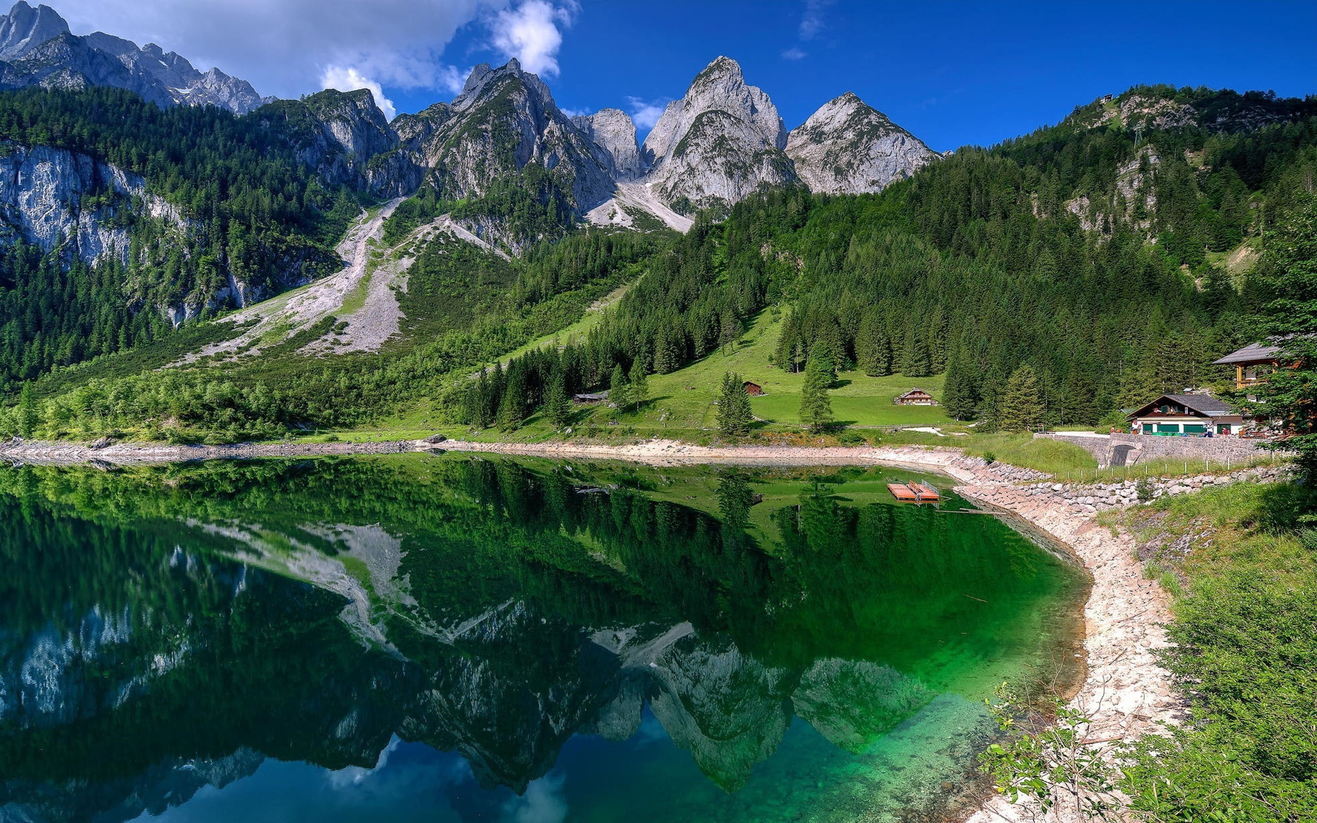2K, upper, gosauseen, three, austria, photo, western, hd, lakes, part, south, HD Wallpaper