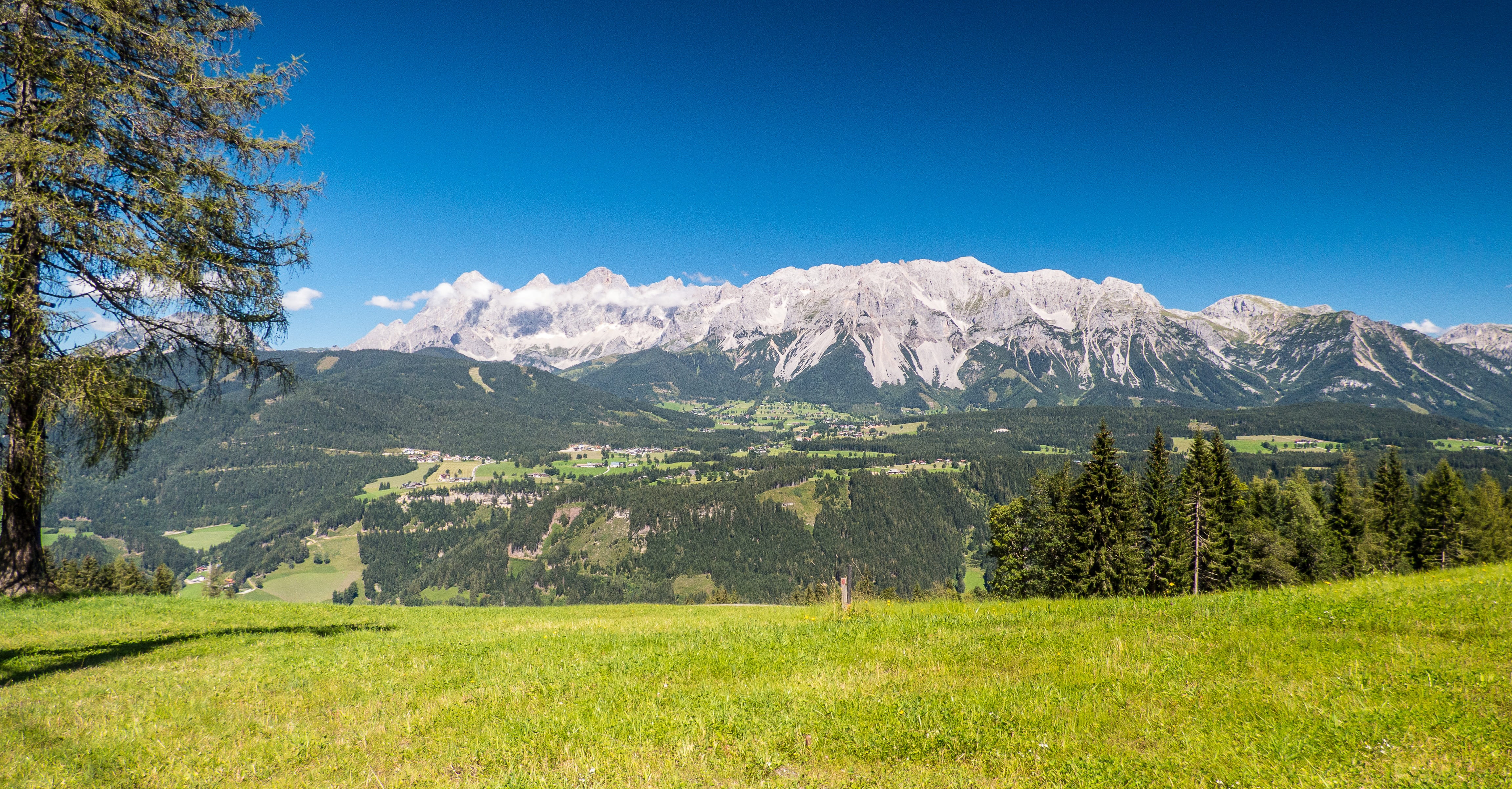 no people, mountain, outdoors, field, pine woodland, environment, 4K, clear sky, plant, mountain peak, planai, land, nature, outdoor, alpine, scenics - nature, HD Wallpaper