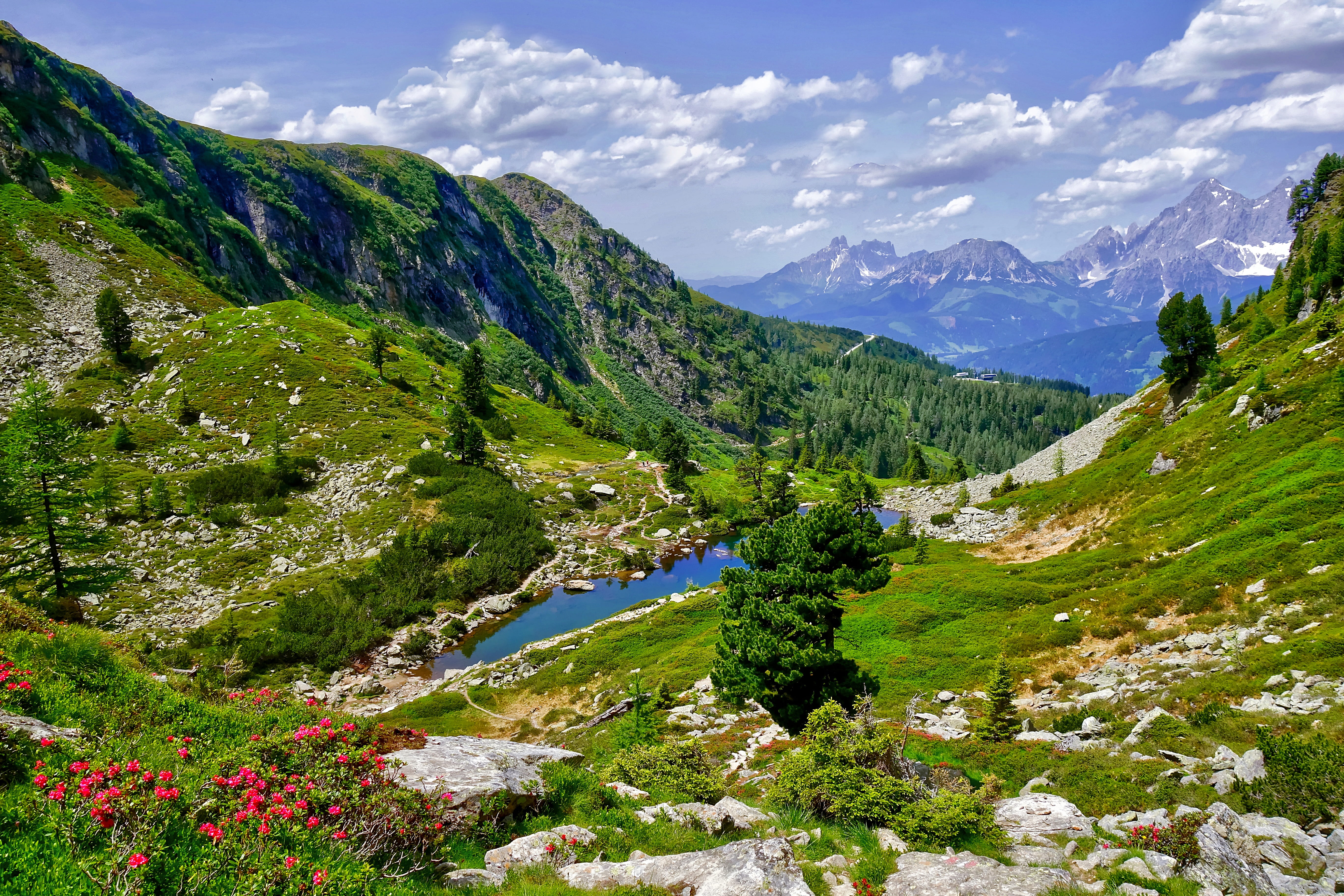 austria, plant, hike, environment, clouds, nature, no people, idyll, sky, green color, idyllic, lake, non-urban scene, landscape, land, alpine, scenics - nature, HD Wallpaper