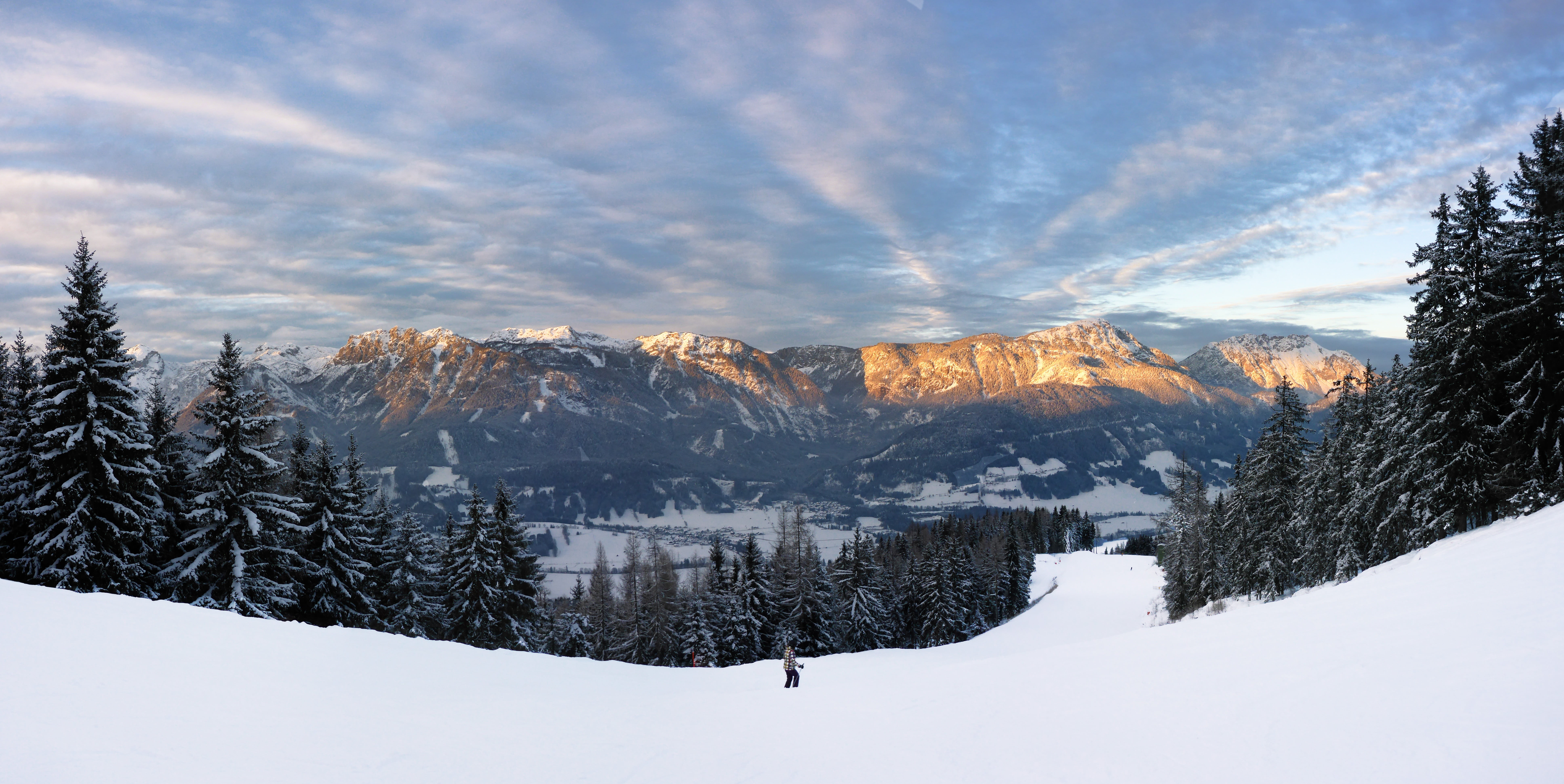 alpine, snowy, ski run, winter sport, sport, beauty in nature, mountain, snowing, sky, scenics, wintry, coniferous tree, snow, tranquil scene, pine woodland, HD Wallpaper