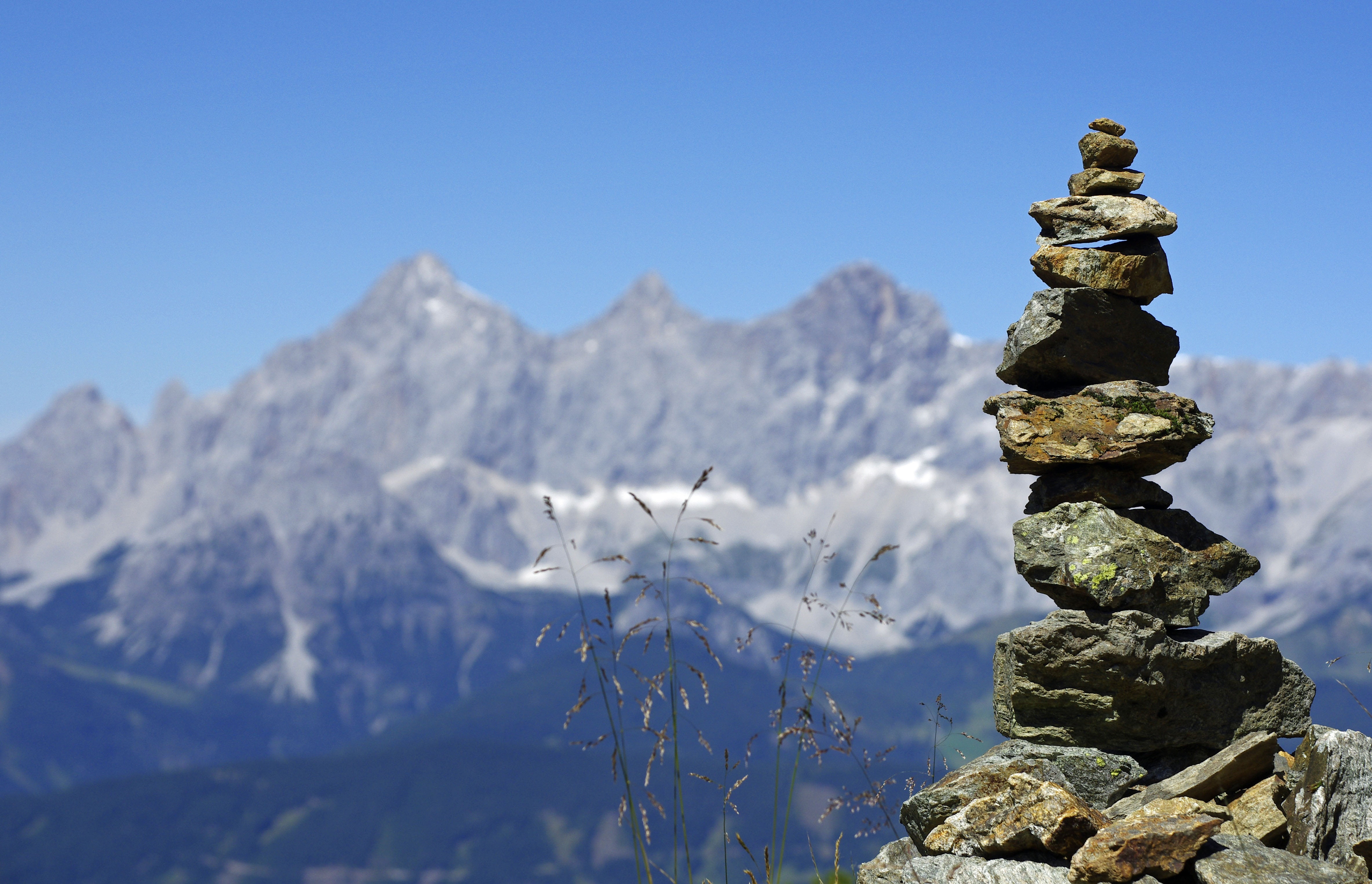 solid, dachstein, landscape, selective, photography, nature, mountain Peak, snow, austria, balance, focus, 4K, sky, stack, scenics - nature, balanced, HD Wallpaper