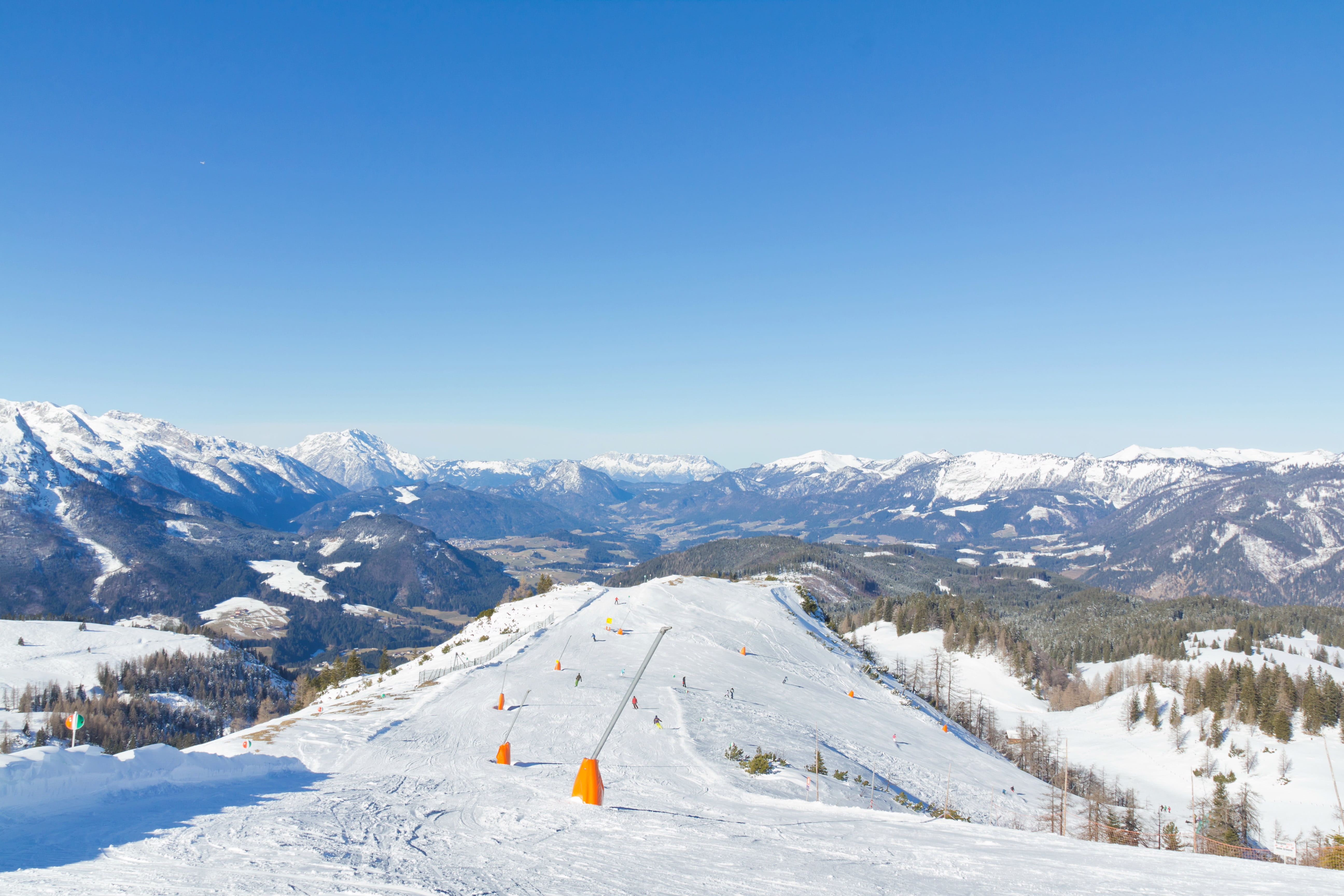 cold temperature, copy space, panoramic photo, mountains, dachstein, outdoors, scenics - nature, mountain range, mountain peak, winter, glacier, non-urban scene, HD Wallpaper
