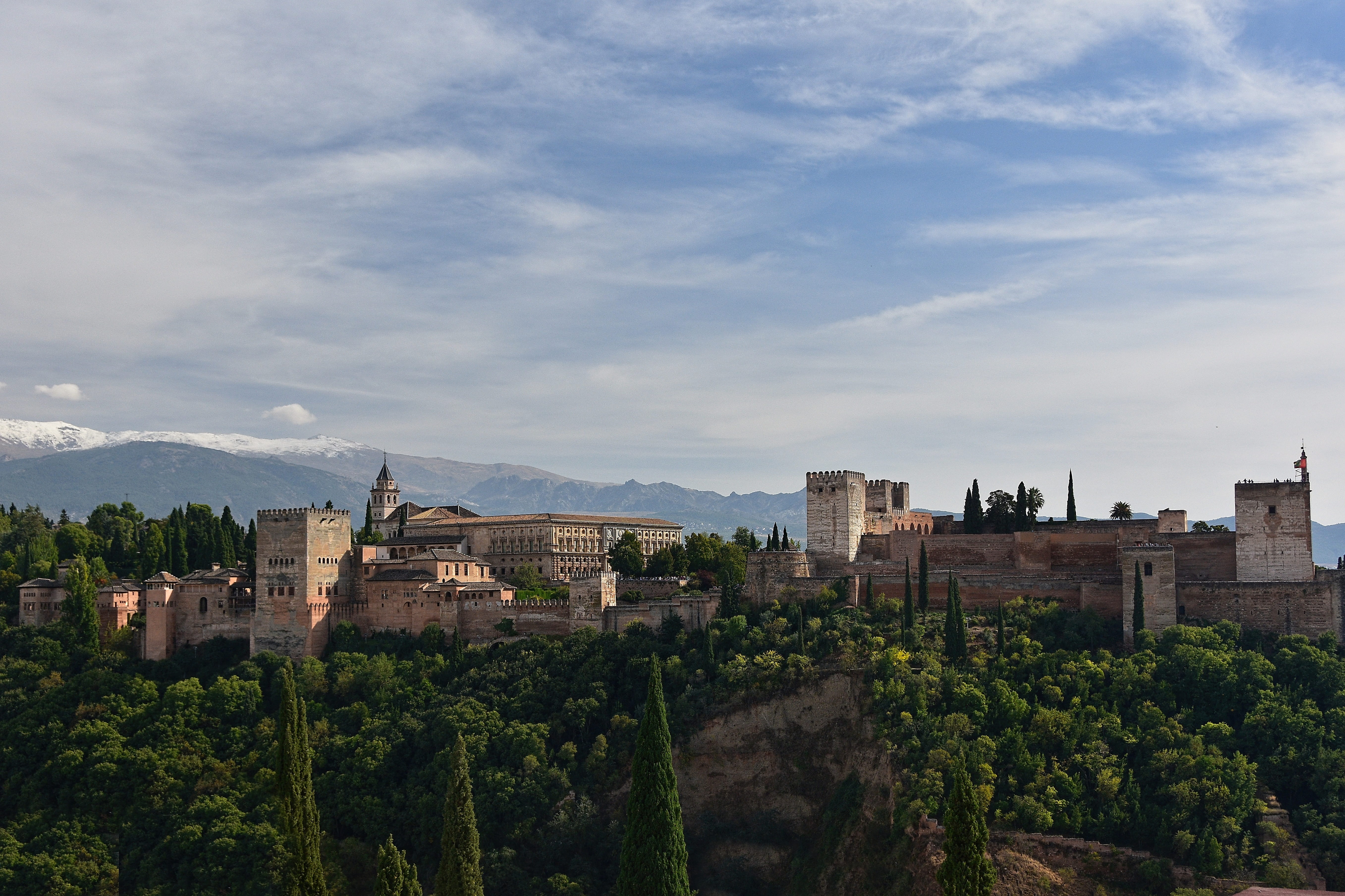 palace, day, spain, travel destinations, tourism, nature, history, built structure, 5K, the past, building, travel, cityscape, alhambra, cloud - sky, landmark, HD Wallpaper