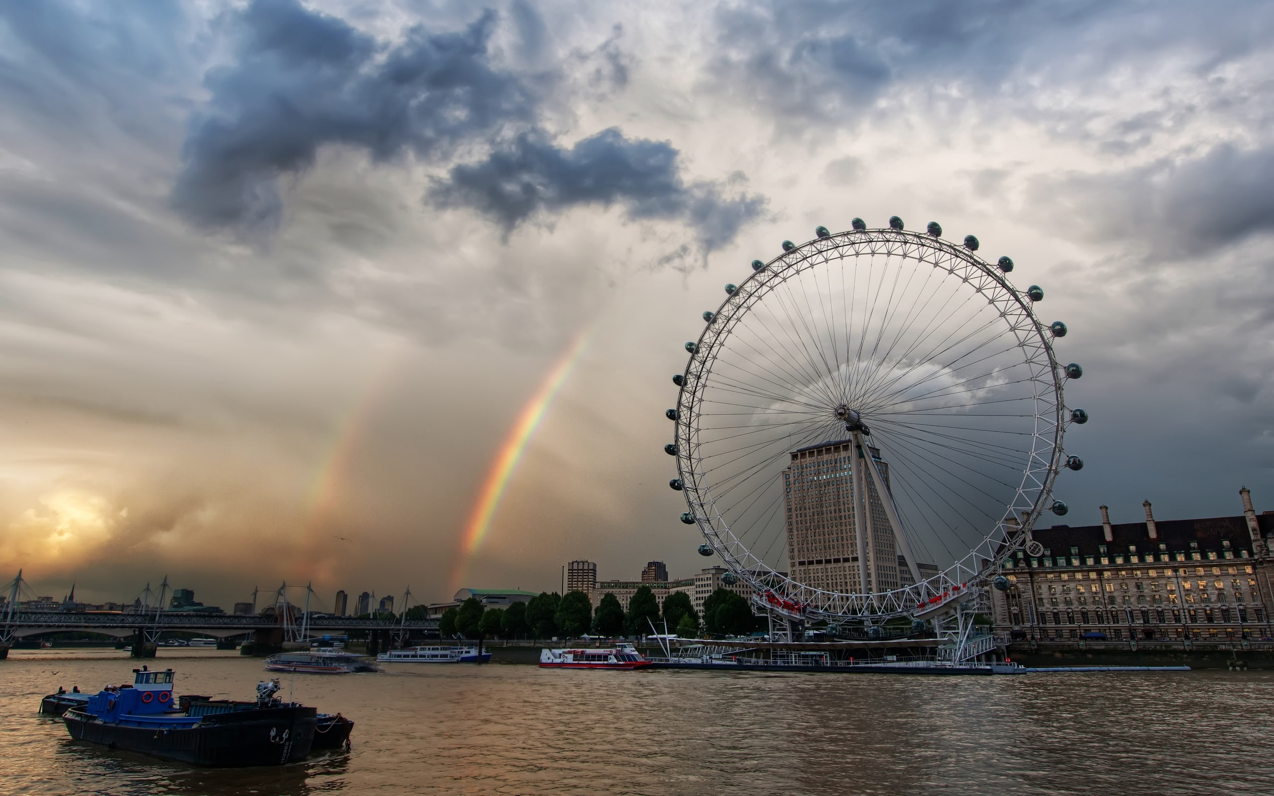 2K, river, eye, rainbow, photo, tamisa, clouds, london, HD Wallpaper