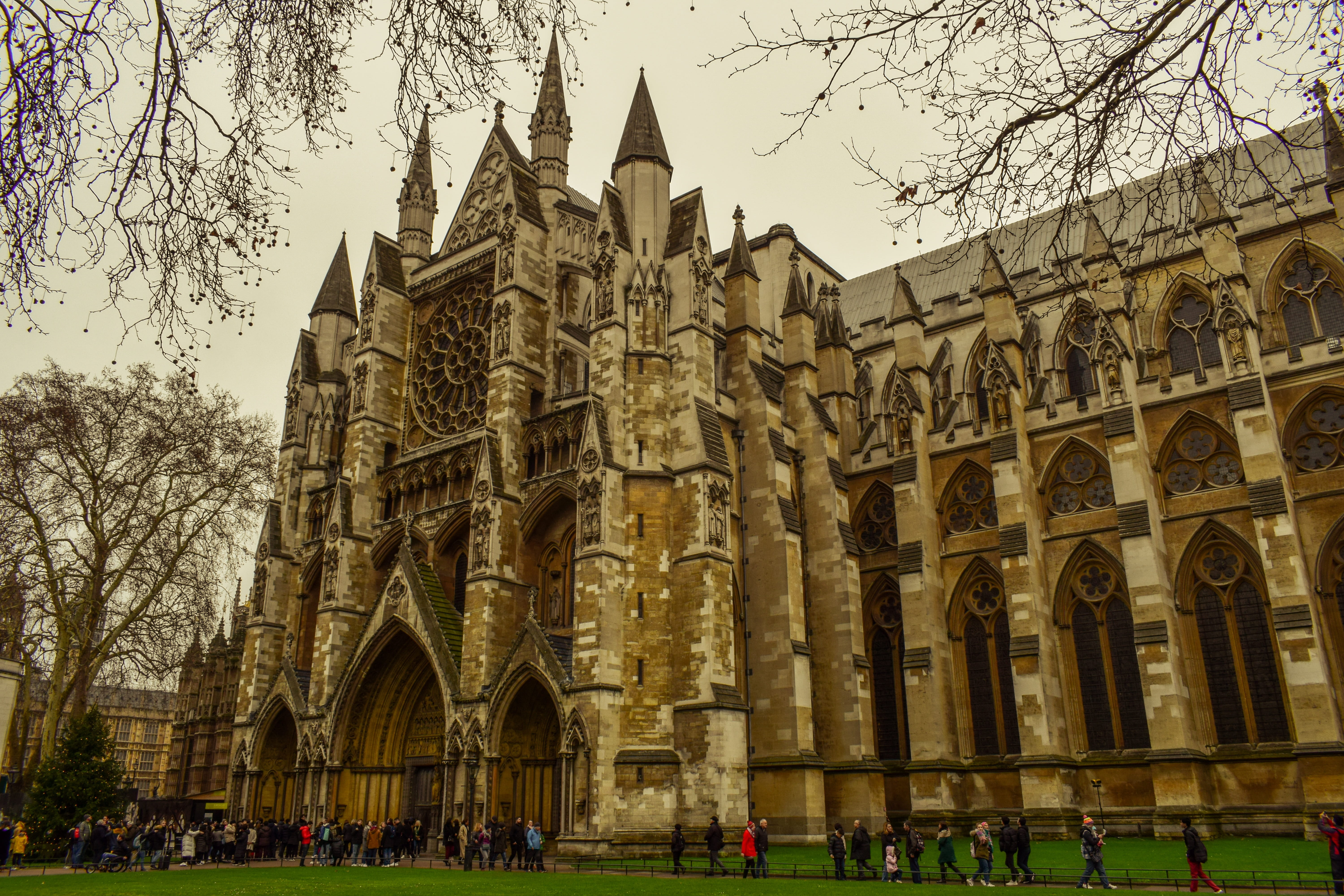 westminster abbey, architecture, spirituality, history, place of worship, outdoors, building exterior, london, old, famous, england, ornate, tree, westminster, HD Wallpaper