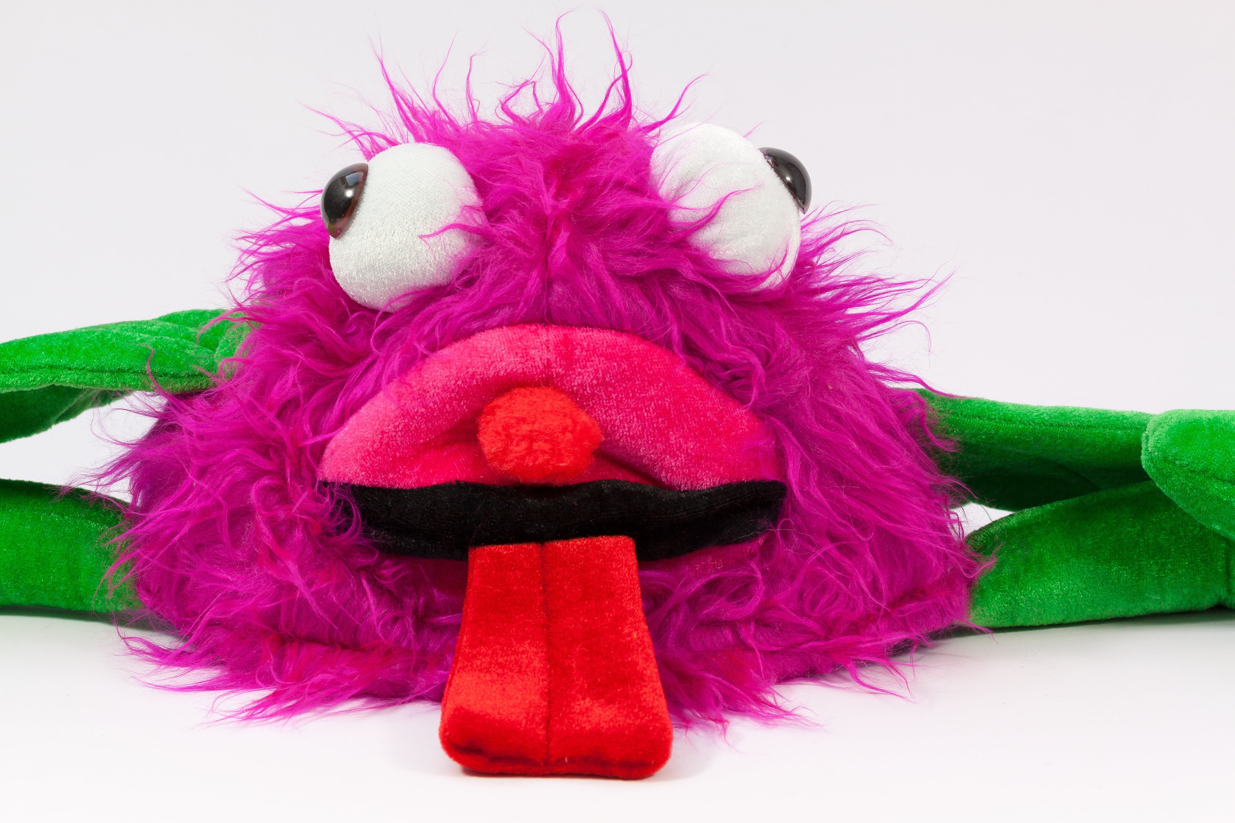 indoors, decoration, toy, green, animal, animal representation, art and craft, multi colored, monster, eyes, sticking, purple, mask, studio shot, plush, HD Wallpaper