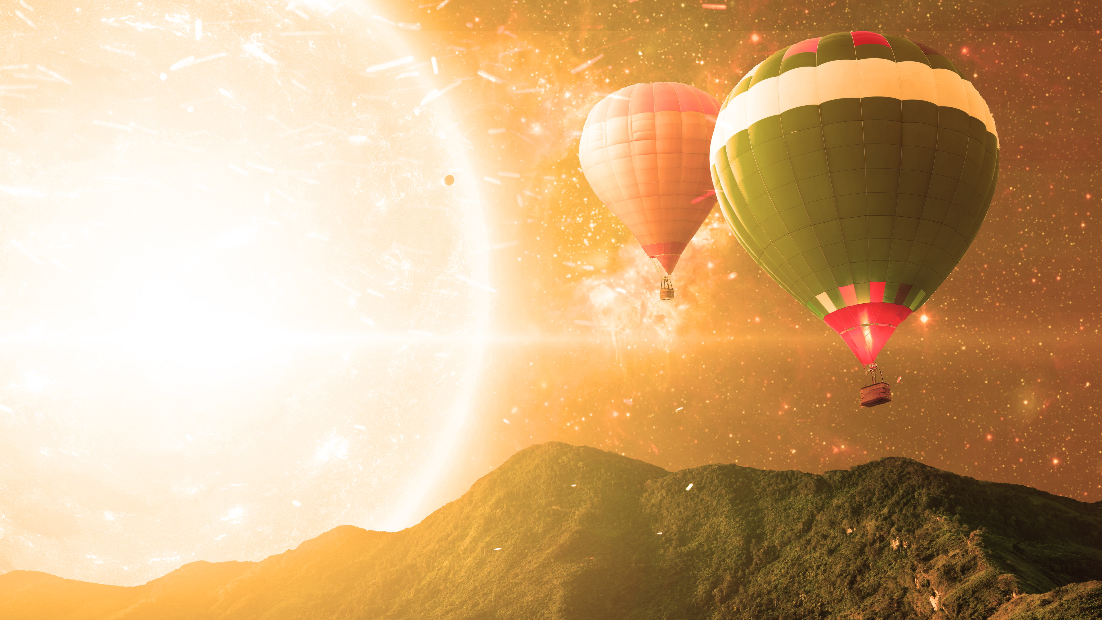 4K, ballon, Sun, space, HD Wallpaper