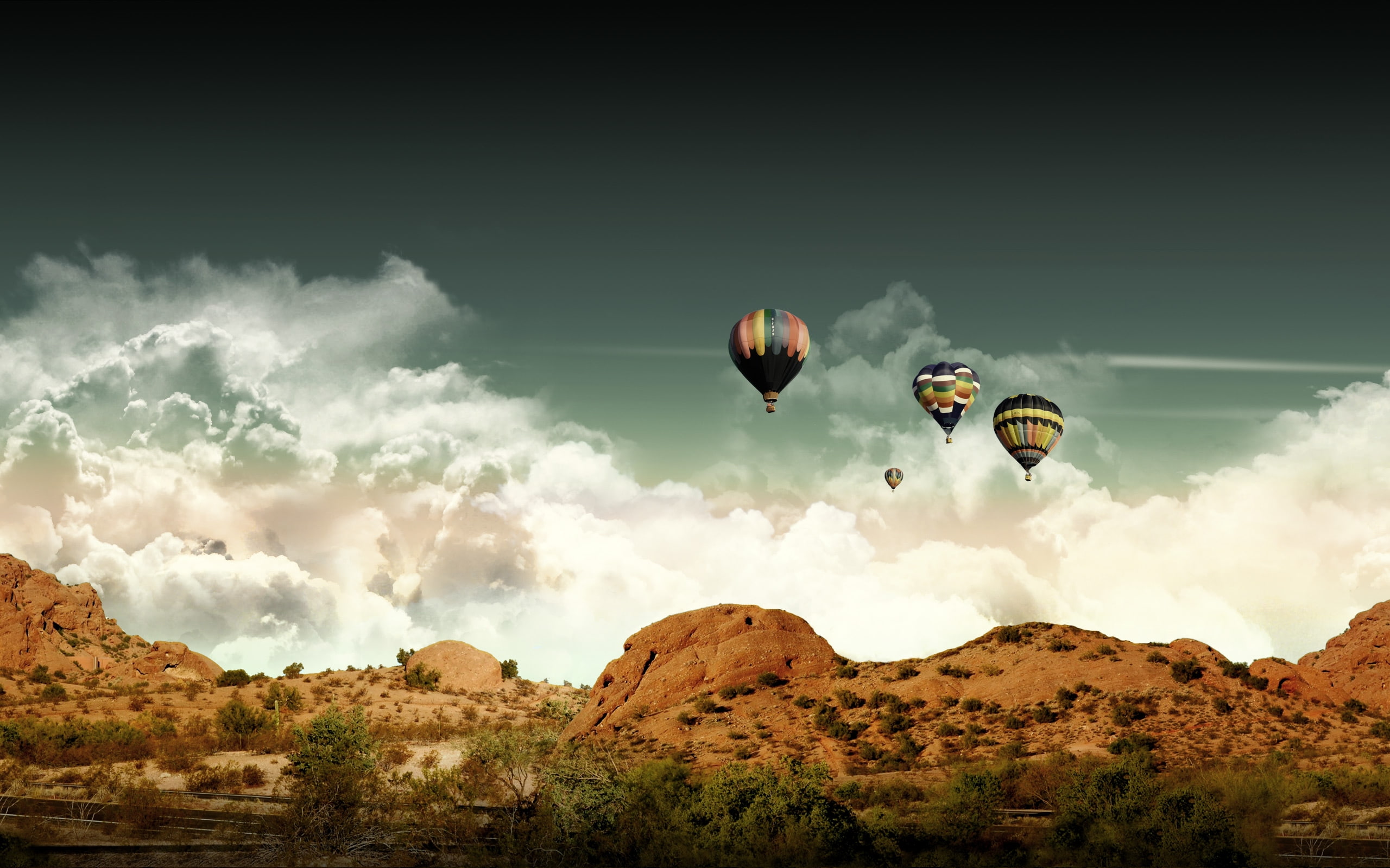 hd, 2K, landscape, ballon, view, nature, HD Wallpaper