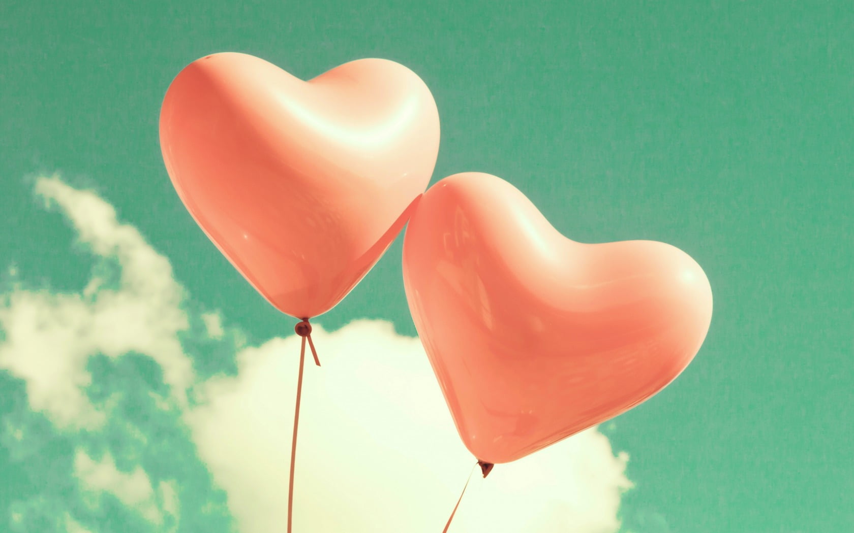 outdoors, balloon, celebration, inflatable, positive emotion, no people, 720P, heart, Love, shaped, two, emotion, vulnerability, two objects, cloud, string, HD Wallpaper