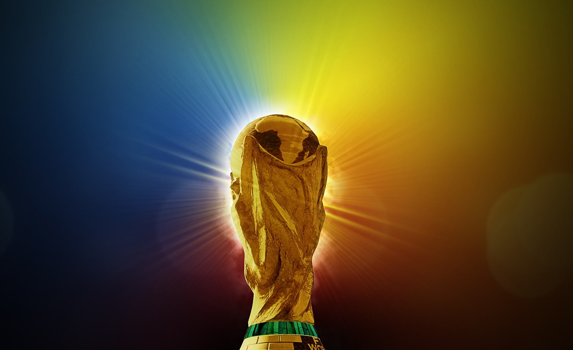 gold, back lit, lens flare, hd, yellow, human body part, illustration, waist up, digital composite, cup, adult, light - natural phenomenon, Fifa, 2014, HD Wallpaper