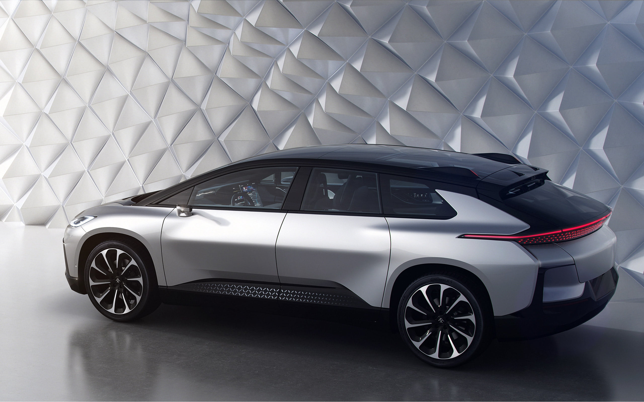 design, mode of transportation, 2017, day, silver colored, black, faraday future, stationary, concept, 2K, architecture, pattern, ff, digital, HD Wallpaper