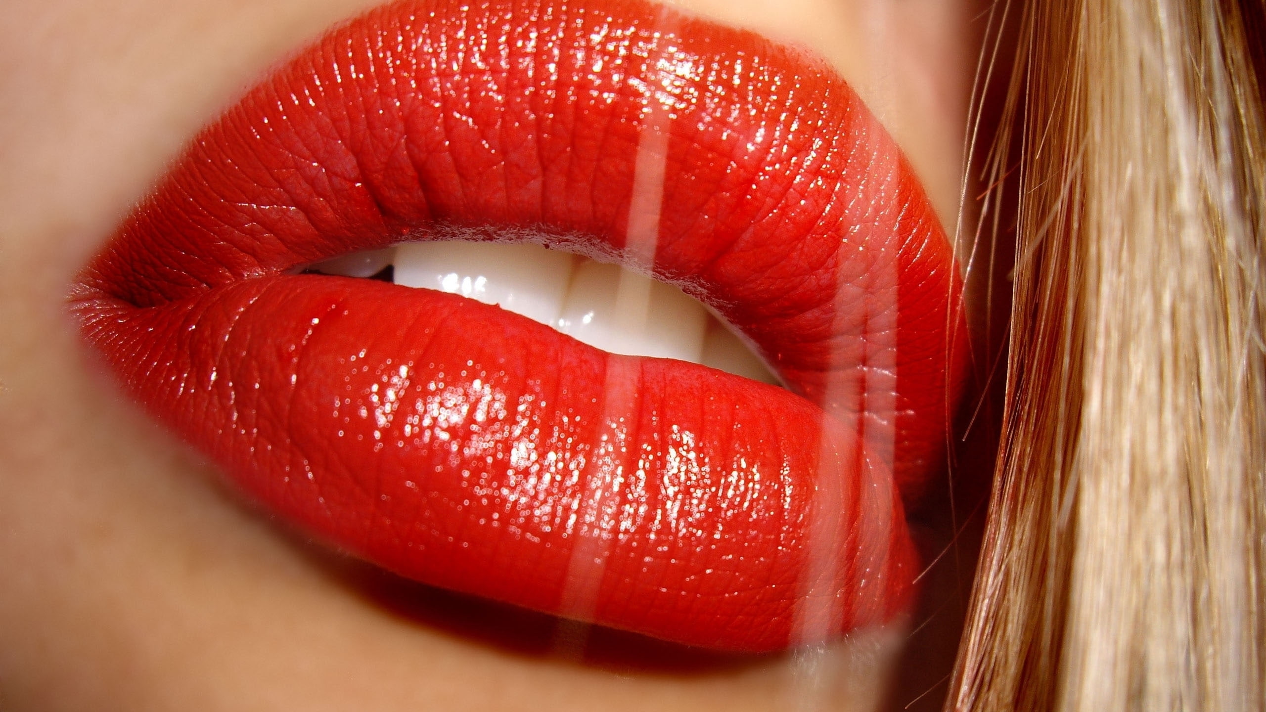 female, women, yummy, blonde, beautiful, lips, s, lipstick, red, 2K, HD Wallpaper