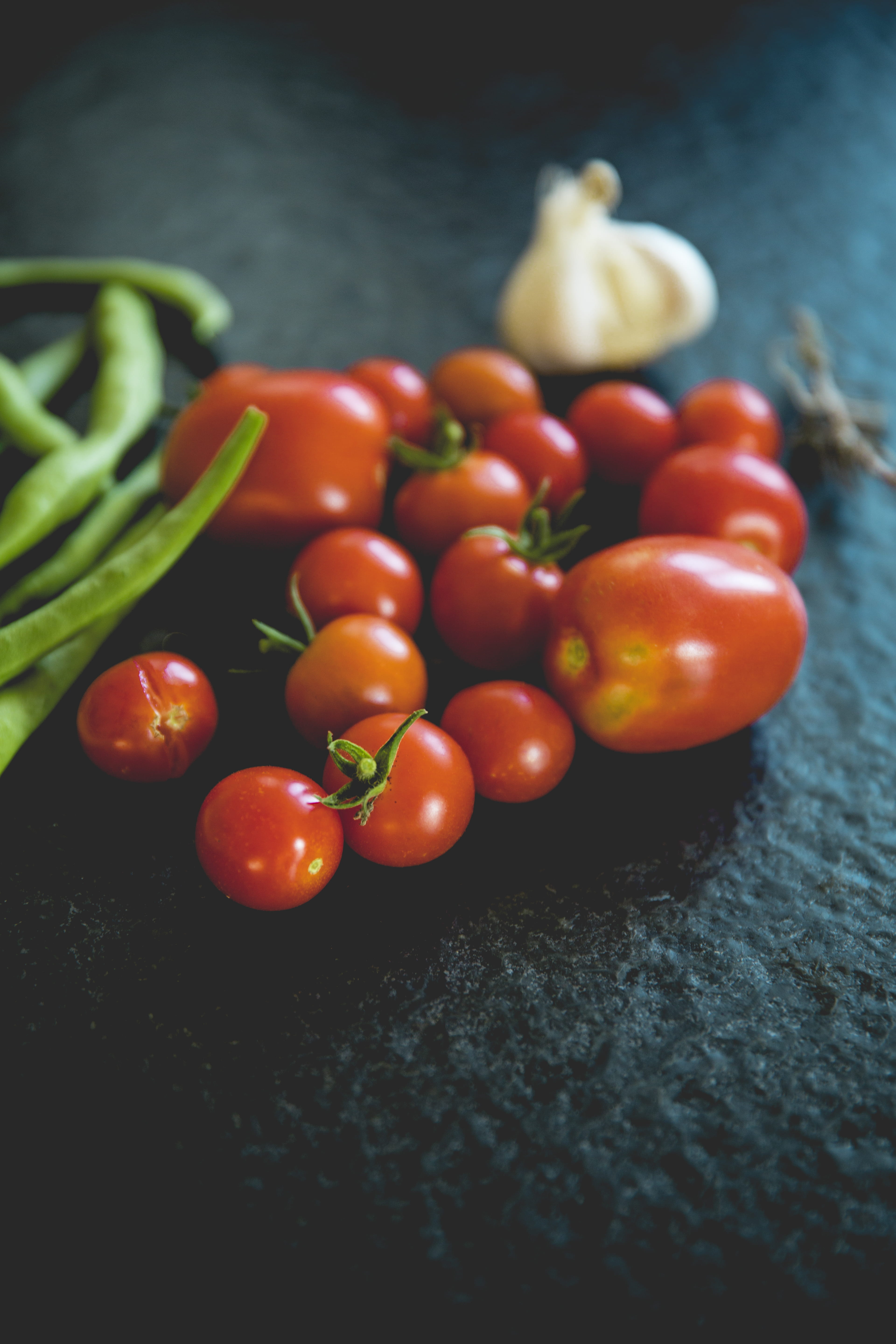 wellbeing, high angle view, fruit, ingredients, food, still life, healthy, red, cooking, food And Drink, cherry, tomatoes, Cherry tomatoes, 5K, table, Phone HD Wallpaper