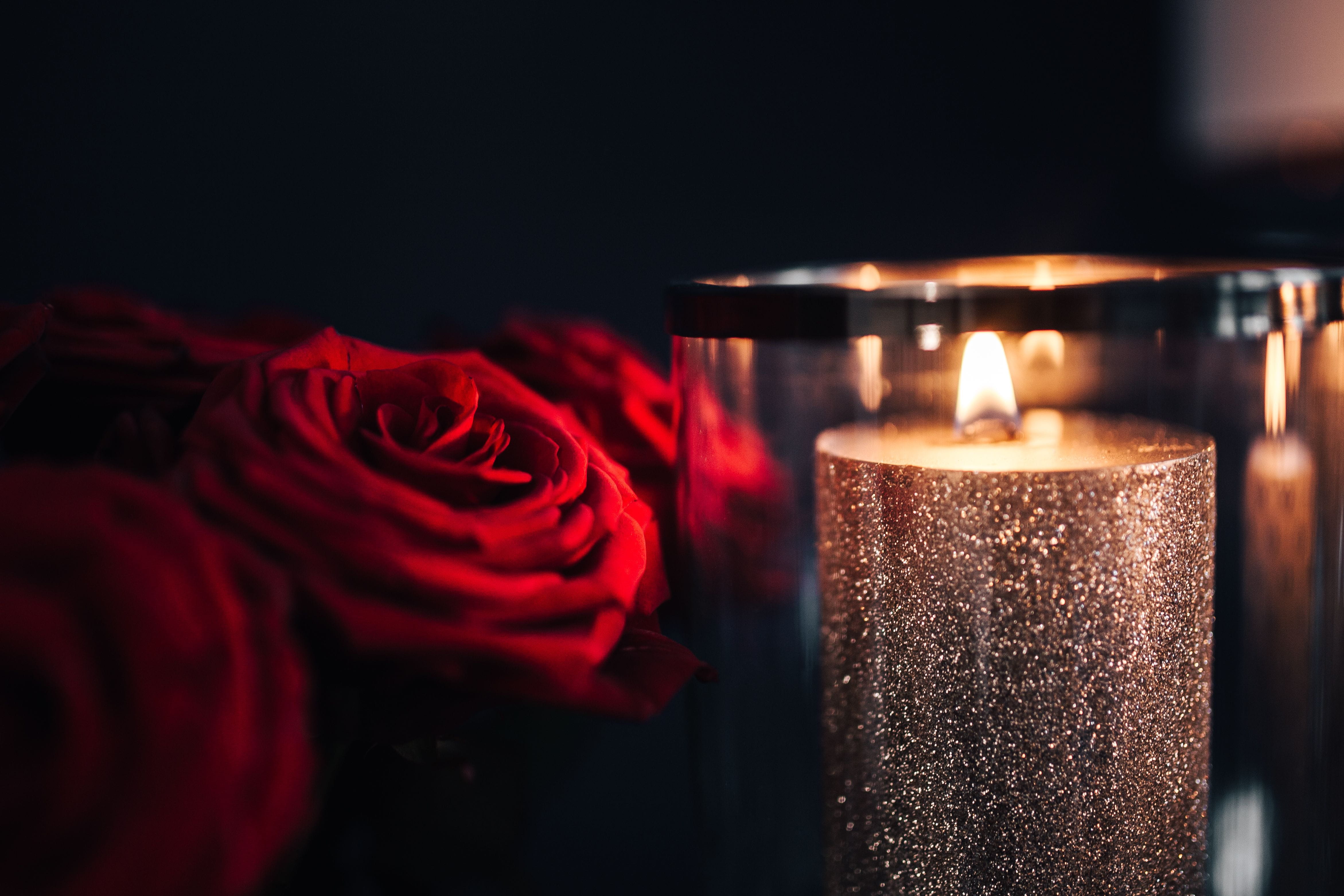 illuminated, fire, decoration, decorations, glamour, gold, fire - natural phenomenon, close-up, nature, roses, burning, candles, decor, rose, lanterns, HD Wallpaper
