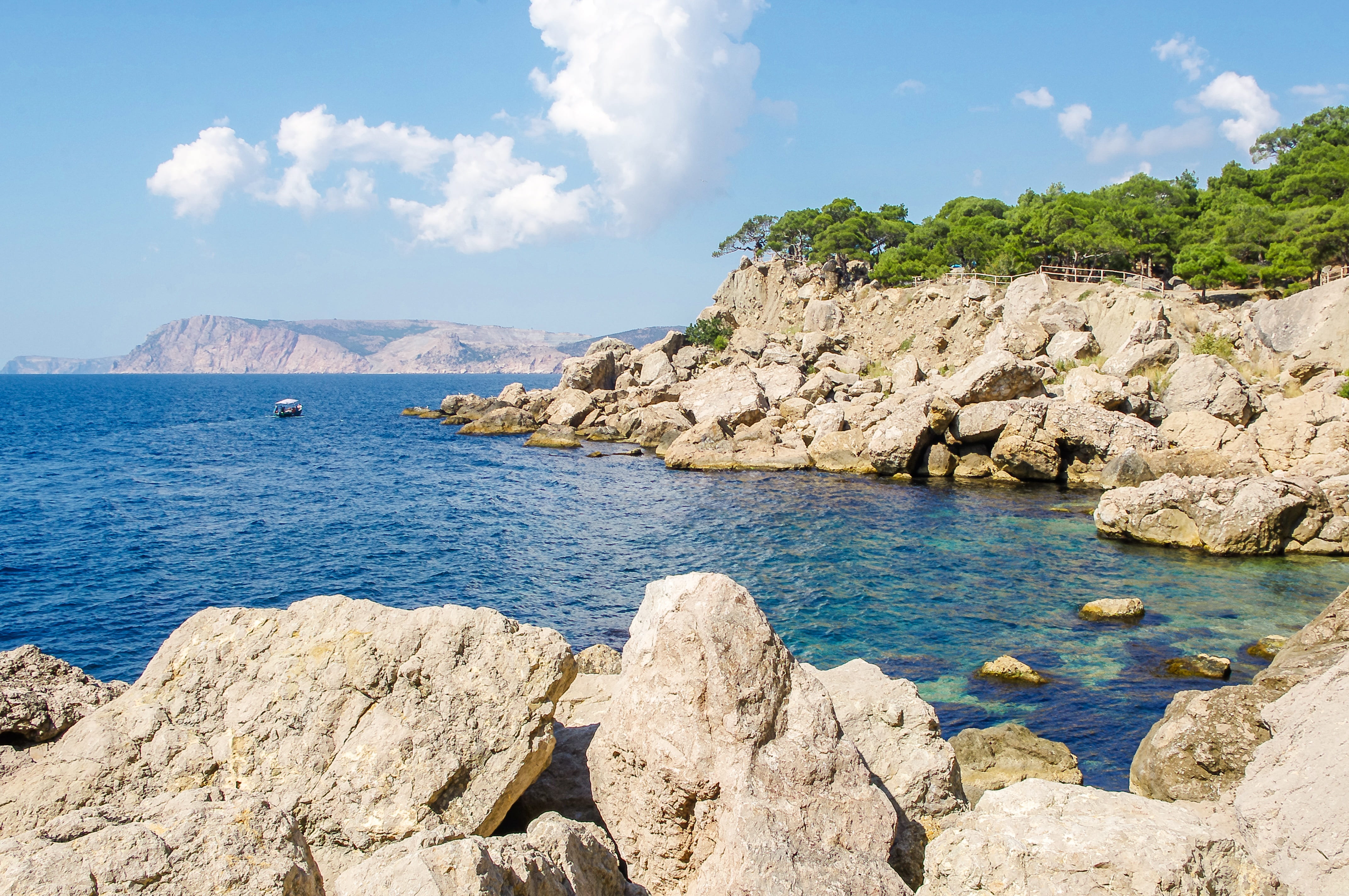 island, cloud - sky, vacation, nature, blue, bay, 4K, coast, rocky coastline, landscape, scenics - nature, rock, land, beach, no people, tourism, seascape, HD Wallpaper