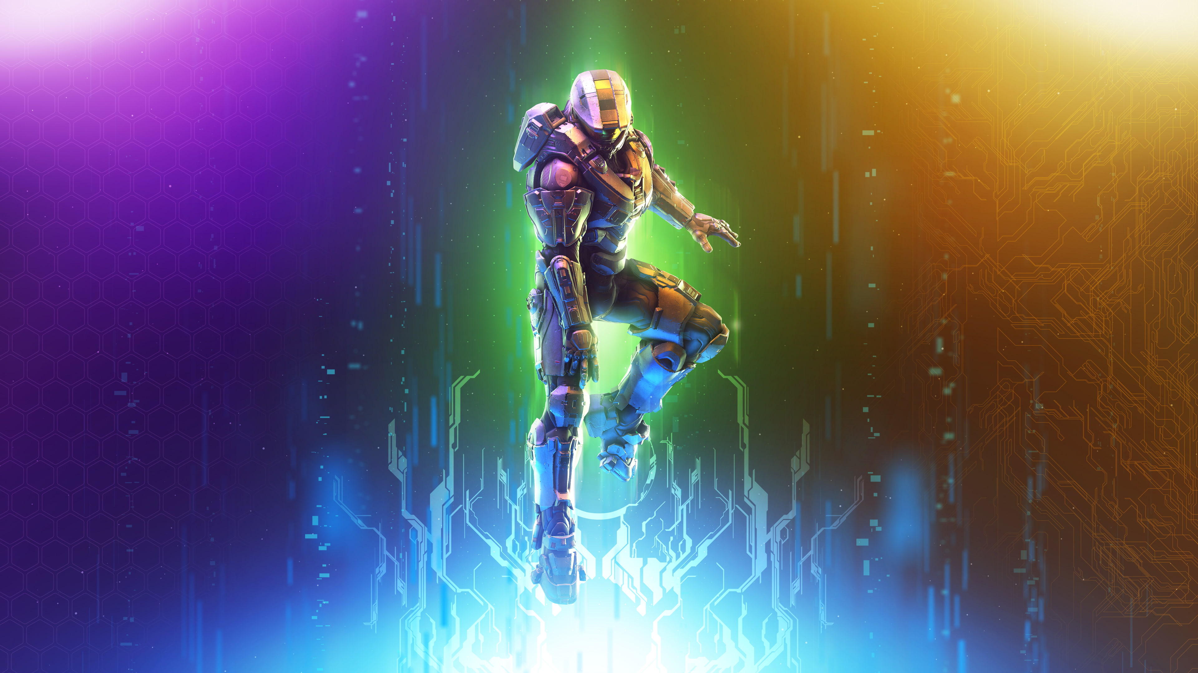 Master Chief, women, illuminated, science fiction, holding, artwork, nature, photography themes, adult, technology, outdoors, 4K, sea, adventure, young adult, HD Wallpaper