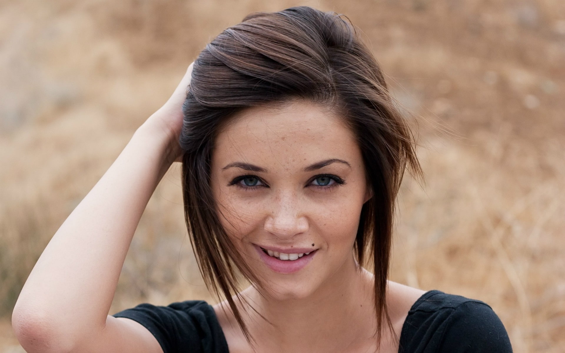 looking at viewer, women, brunette, Sierra Love, 1080P, HD Wallpaper