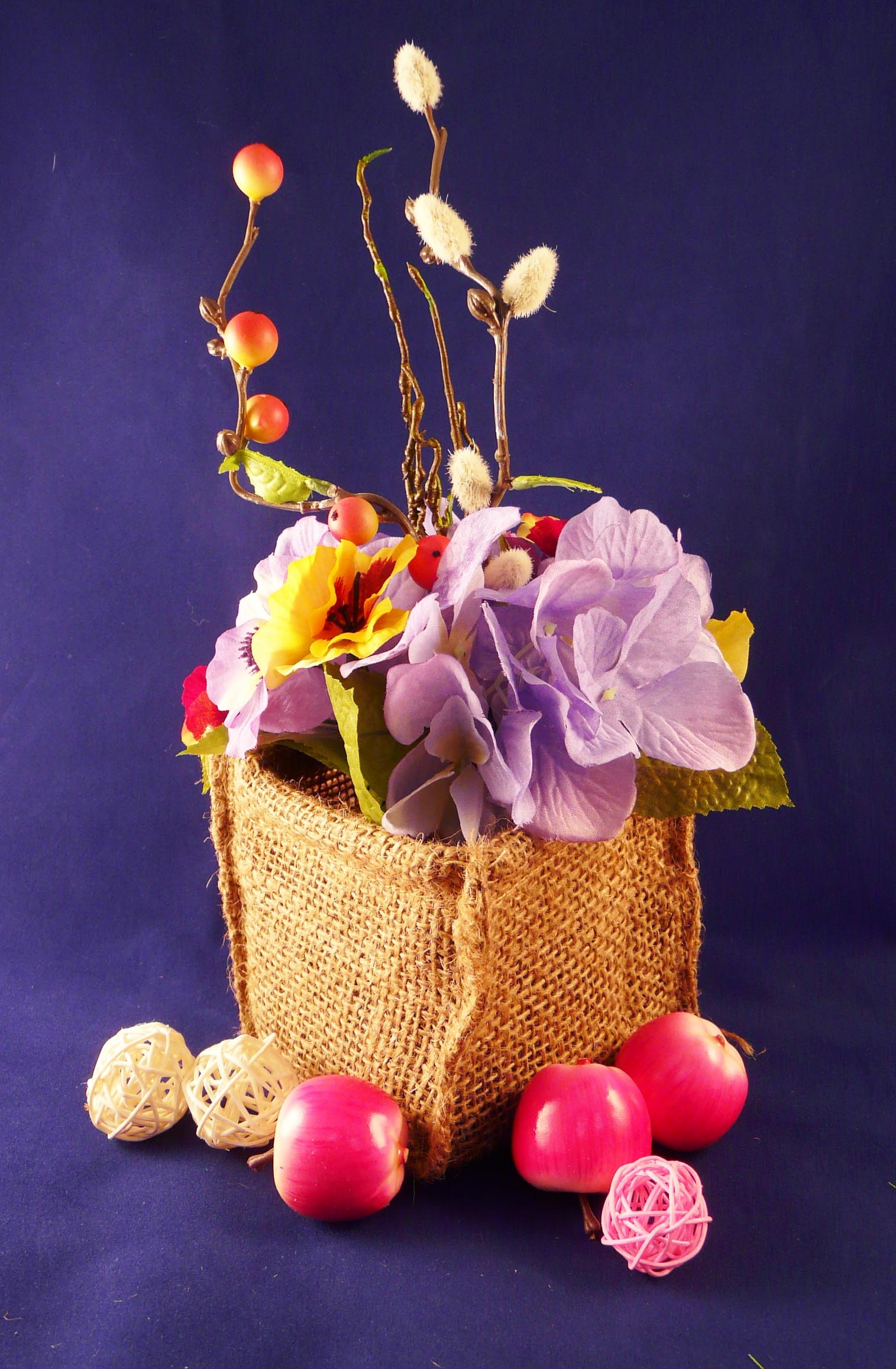 nature, flower, creativity, flowers, ornamental, freshness, gifts, bags, flower head, 1080P, blue backgrounds, decorative, art and craft, blue background, Phone HD Wallpaper
