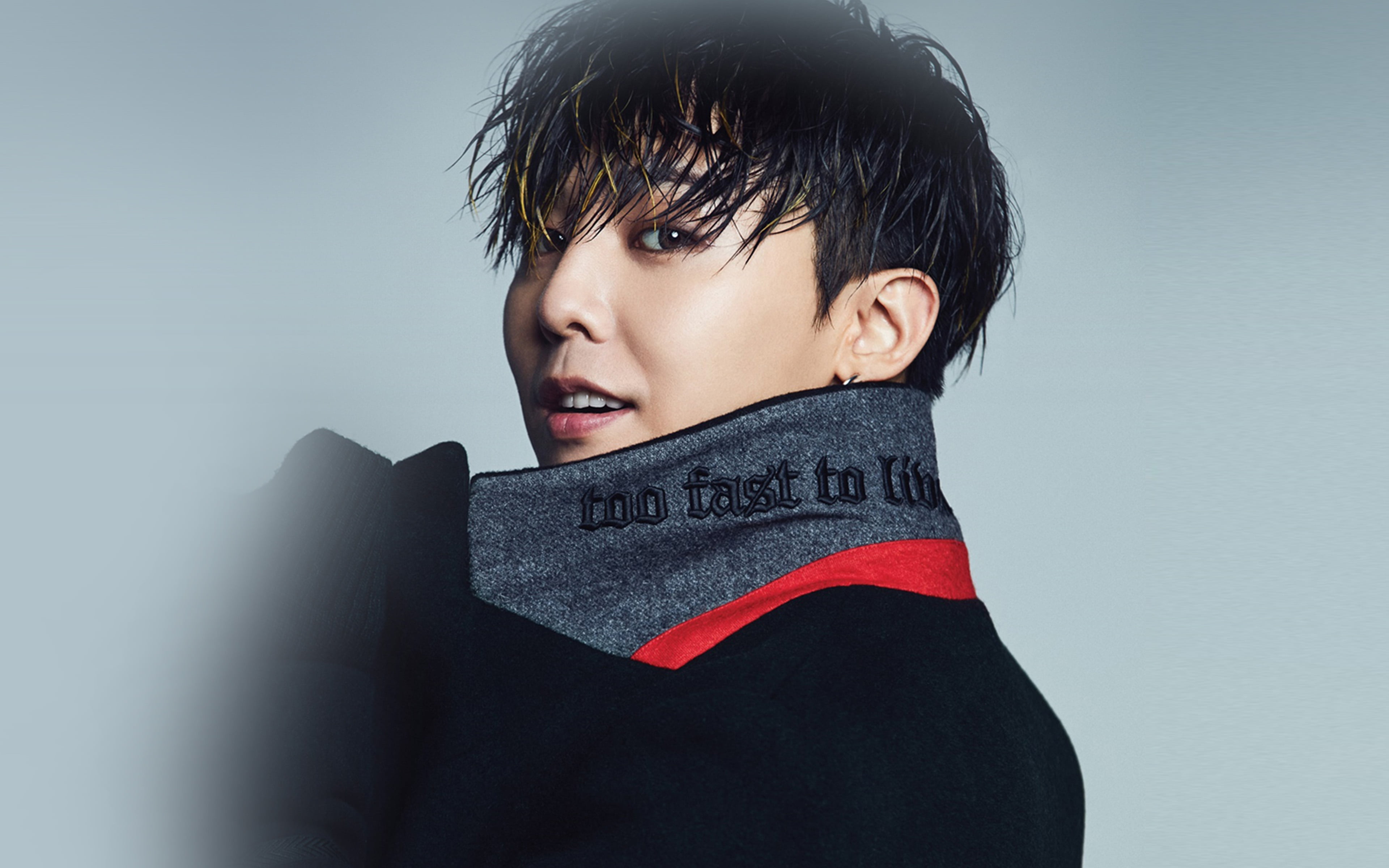 gray background, young men, clothing, turtleneck, casual clothing, wall - building feature, kpop, warm clothing, gray, sweater, indoors, studio shot, 4K, HD Wallpaper