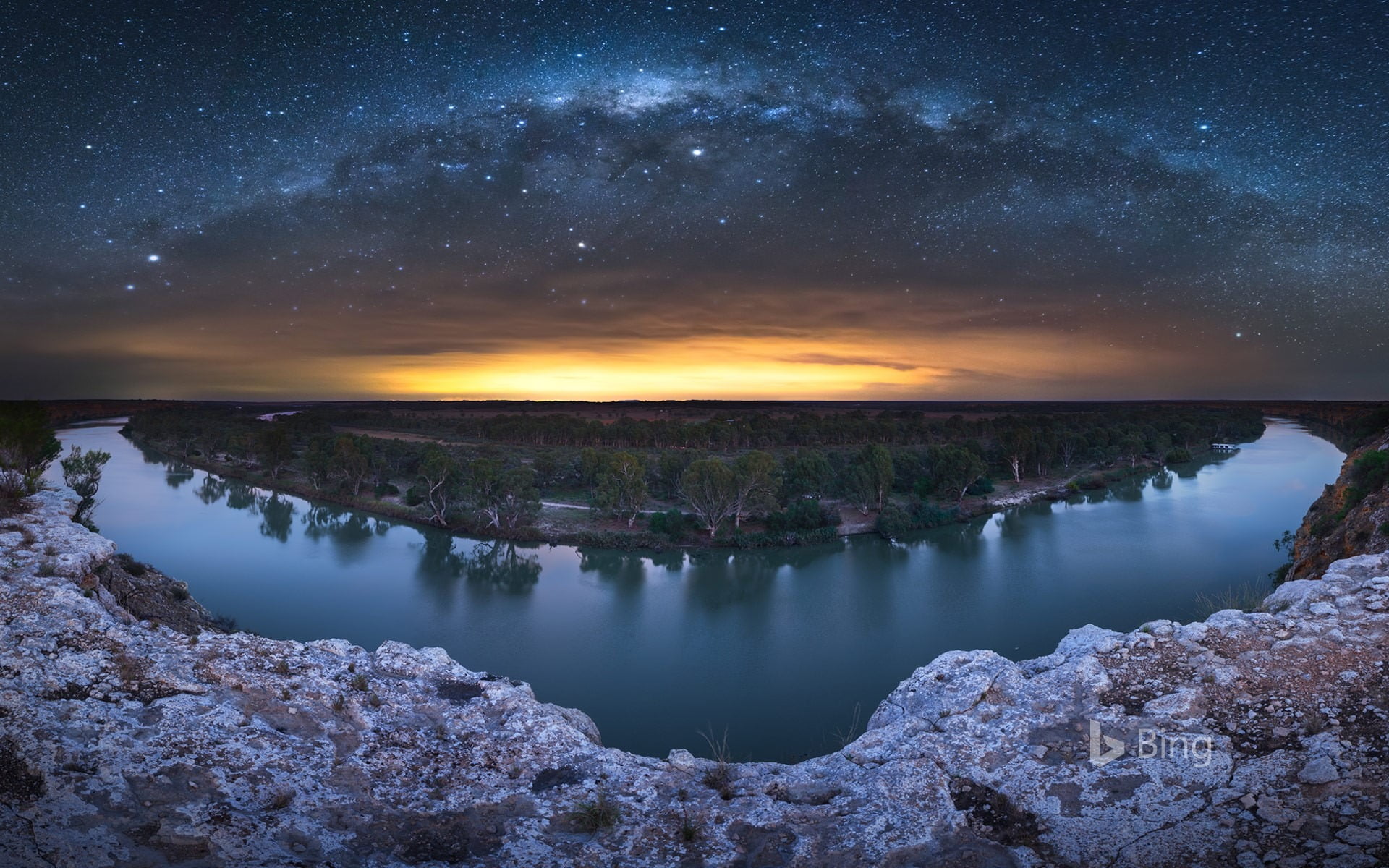 non-urban scene, 1080P, lake, water, idyllic, bing, tranquil scene, star, murray, night, no people, way, milky way, space, nature, sky, scenics - nature, HD Wallpaper