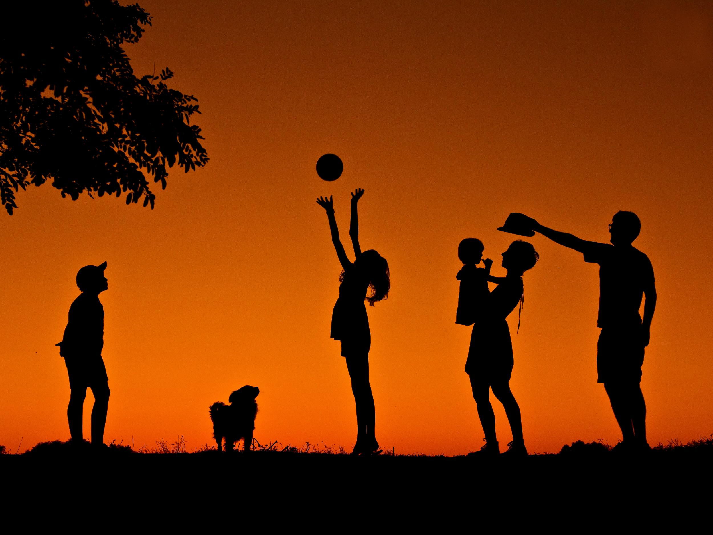 group Of People, action, children, illustration, silhouettes, happiness, friendship, lifestyles, child, outdoors, 1080P, vector, grass, adolescence, black Color, HD Wallpaper
