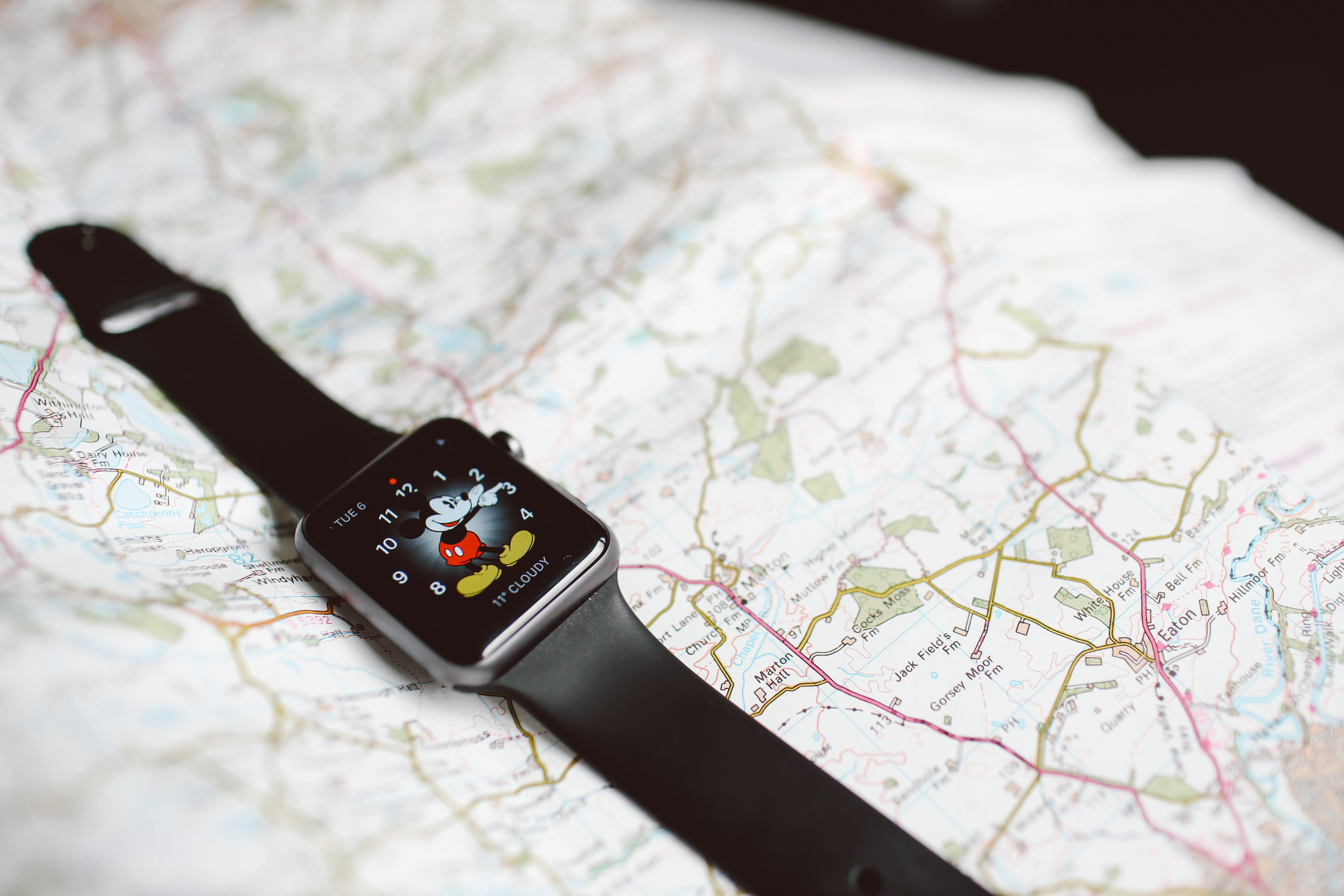 black, searching, apple watch, guidance, indoors, smart watch, grey, road trip, gray, choice, close-up, apple, journey, still life, direction, watch, band, HD Wallpaper