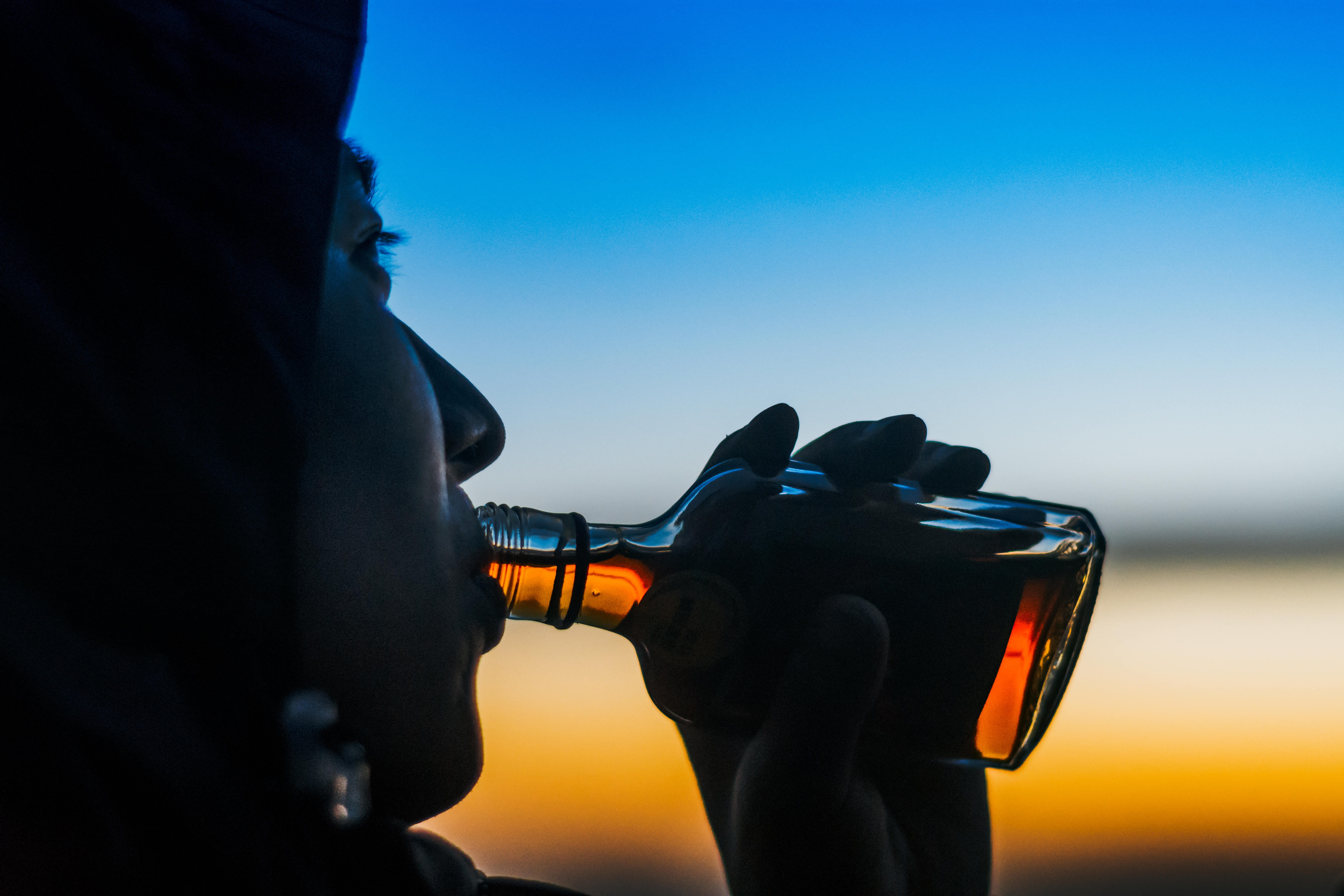 photography, person, clear, drink, drinking, skill, one person, sky, men, electronics, focus on foreground, silhouette, blue, human body part, camera, bottle, HD Wallpaper