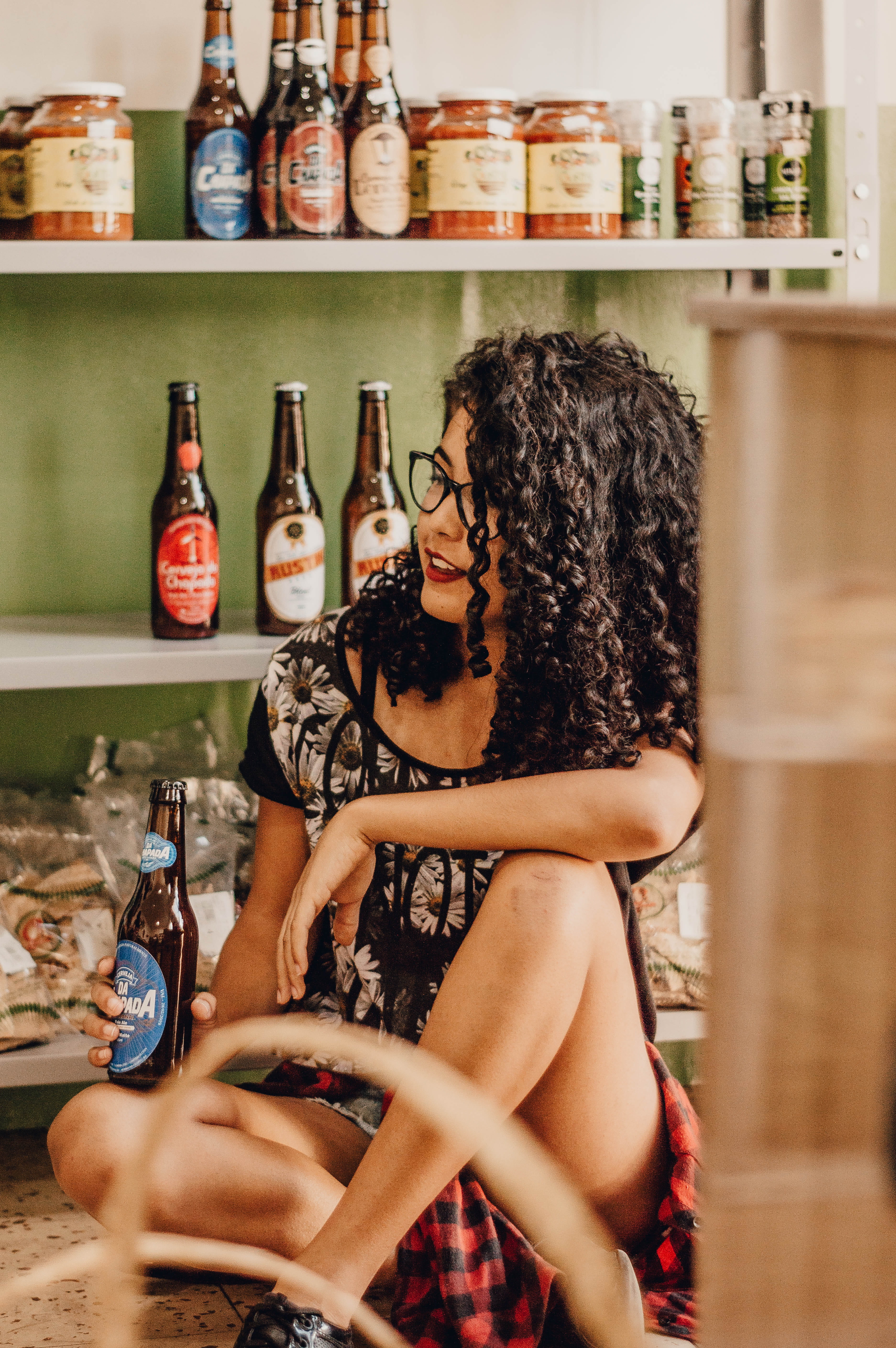 floor, beer bottle, furniture, shelf, liquor, person, beautiful woman, worker, beer, holding, young women, beverage, glass, young adult, hairstyle, women, Phone HD Wallpaper