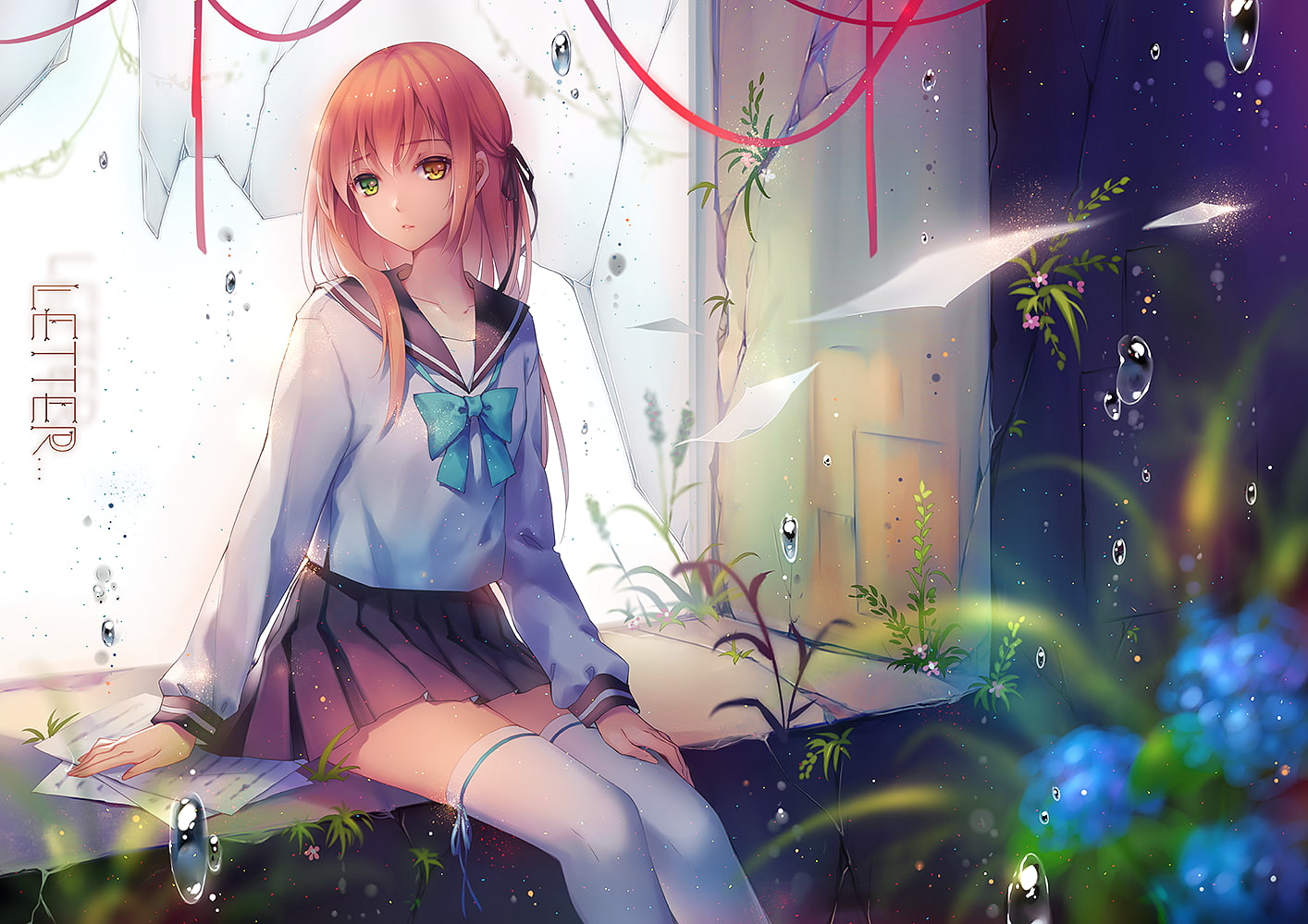 anime, long hair, anime girls, flowers, Niya, 720P, HD Wallpaper