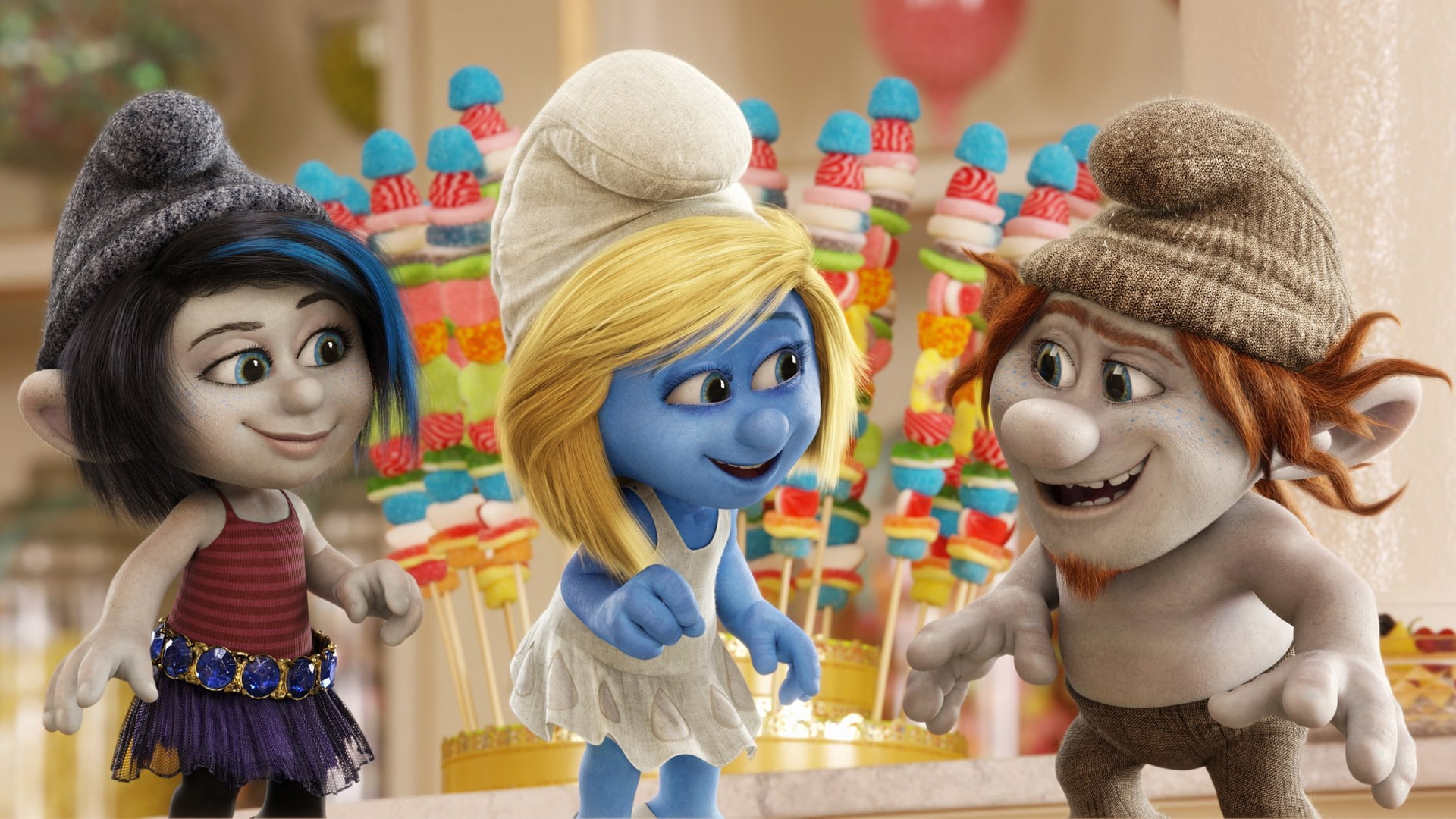portrait, the smurfs 2, craft, 1080P, art and craft, clothing, looking at camera, hat, Movies, smiling, doll, innocence, animation, toy, indoors, human representation, HD Wallpaper