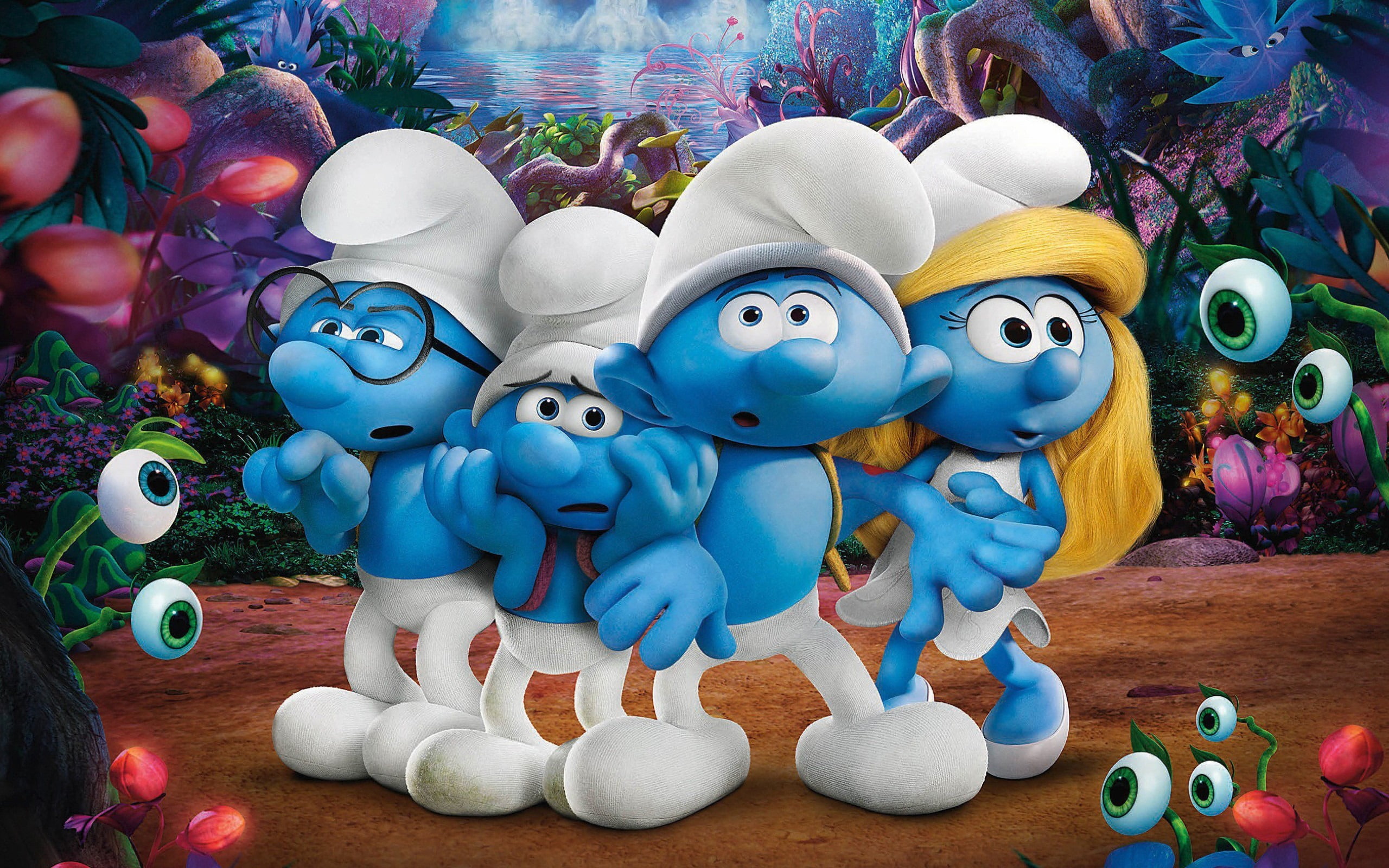 indoors, smurfs, close-up, craft, no people, decoration, high angle view, multi colored, toy, art and craft, representation, 2K, figurine, abundance, still life, HD Wallpaper
