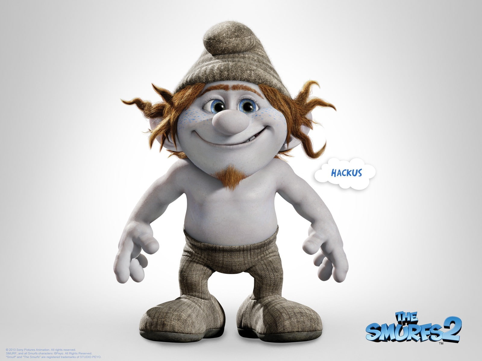 fun, human representation, hackus, representation, 720P, studio shot, movie, hat, hd, smurfs, toy, smiling, childhood, knit hat, wallpape, desktop, HD Wallpaper