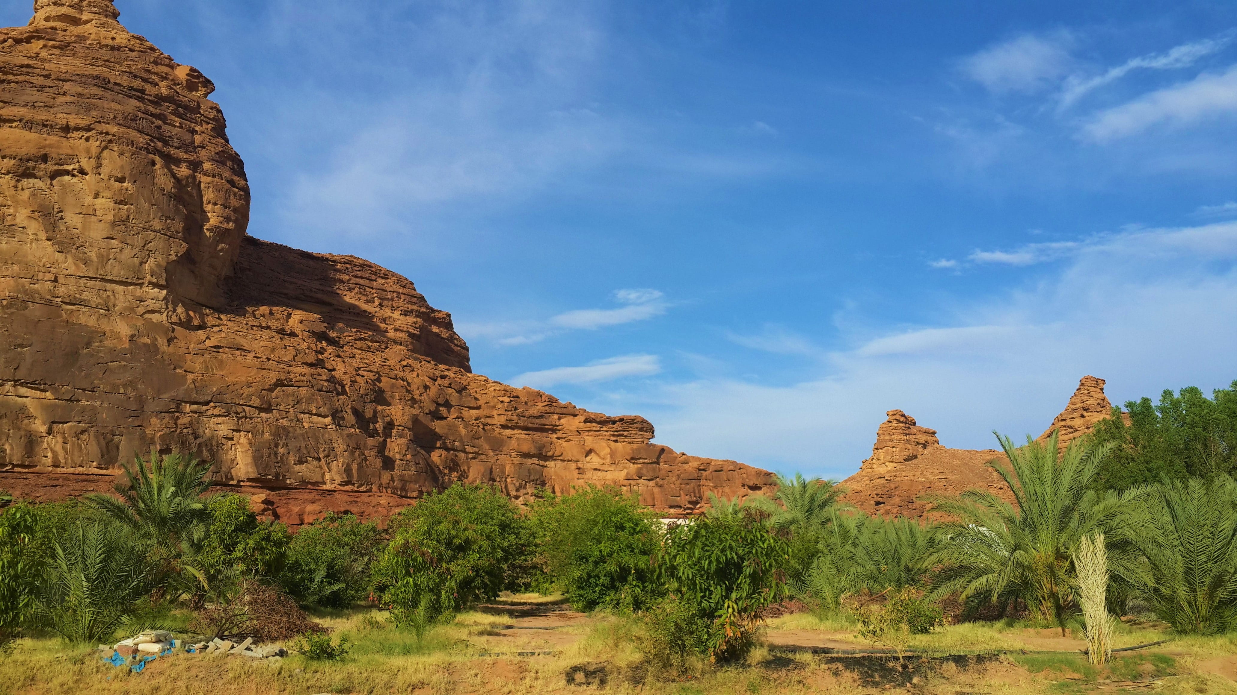 4K, geology, rock formation, cloud - sky, outdoors, sky, beauty in nature, formation, tranquility, climate, kennedy, plant, saudi arabia, non-urban scene, HD Wallpaper