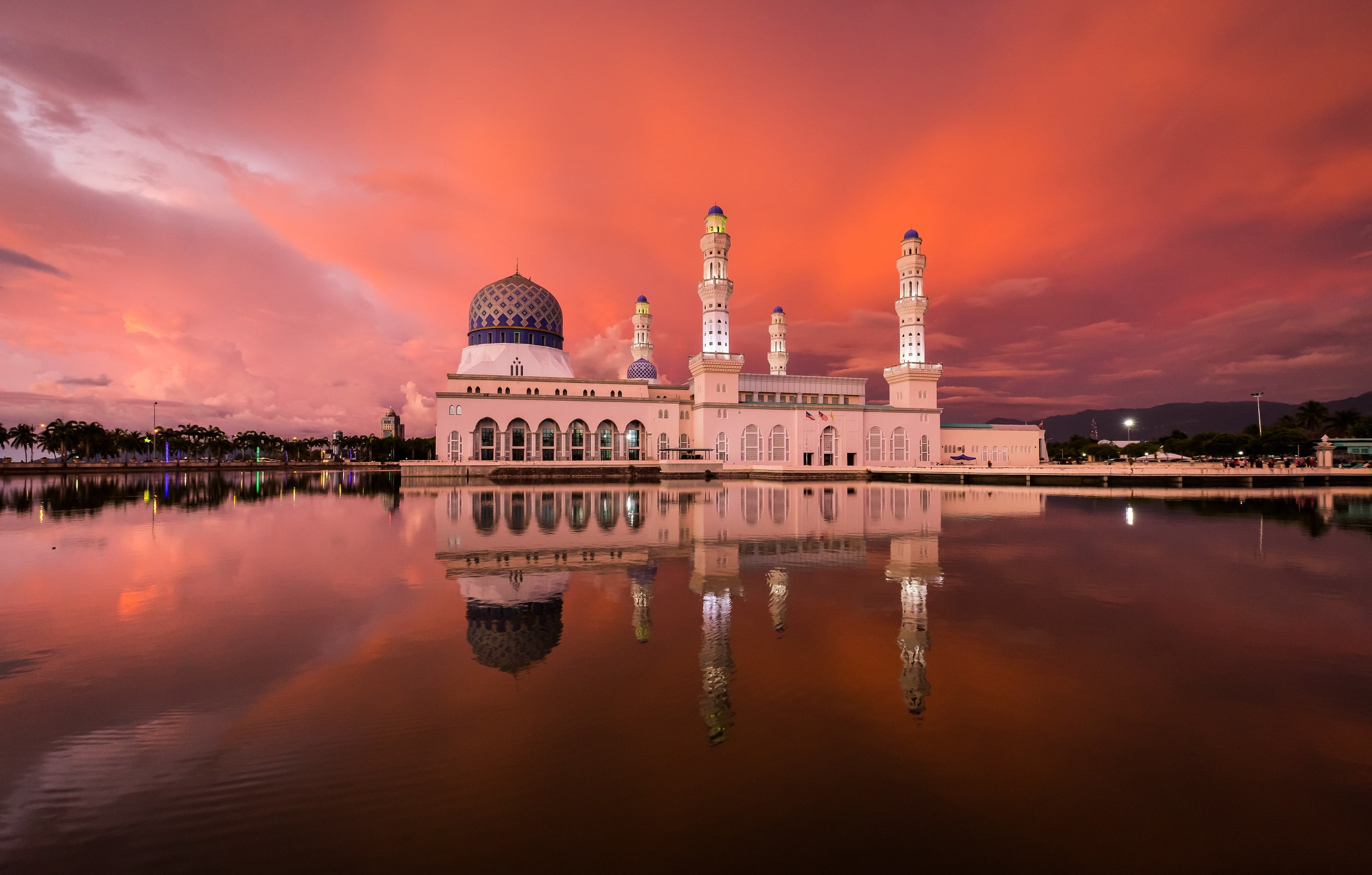 the city, Masjid Bandaraya, Kota Kinabalu, 2K, HD Wallpaper