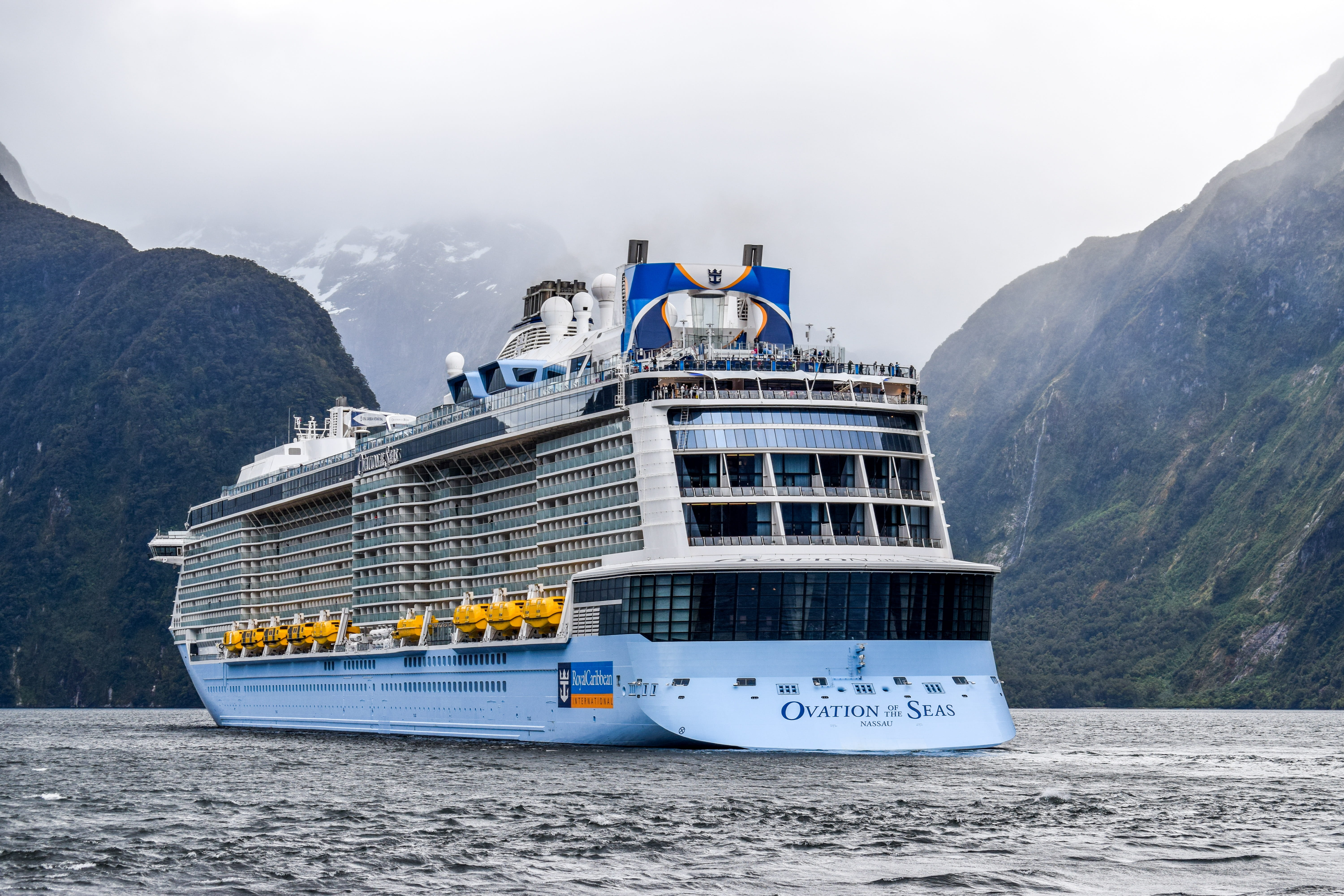 gray, marine, scenics - nature, navigation, paradise, Fjord, crew, travel, water, lake, tourism, cruise, 5K, fog, s, nautical vessel, ovations, magnificent, HD Wallpaper